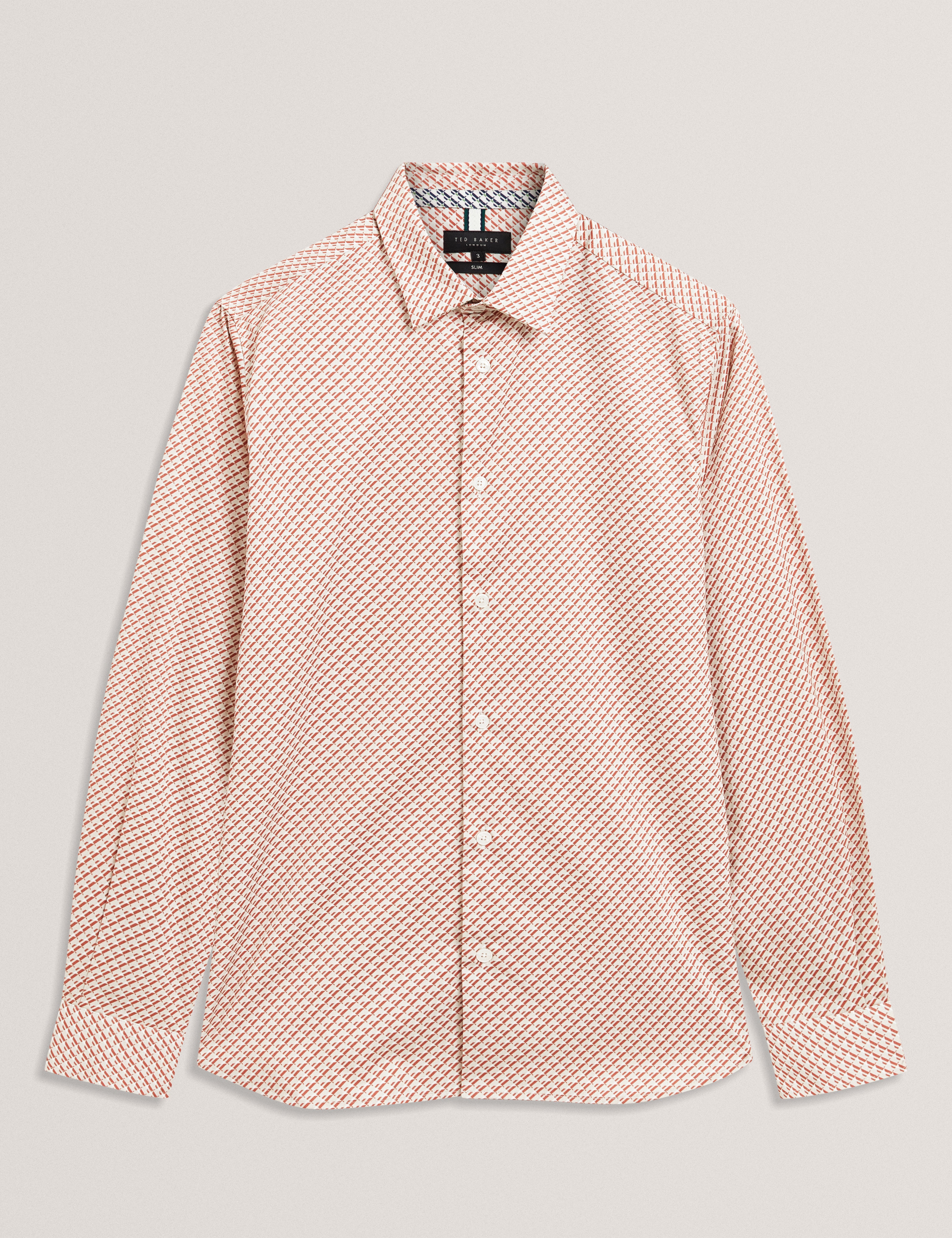 Grelish Ls Slim Micro Geo Shirt Stone