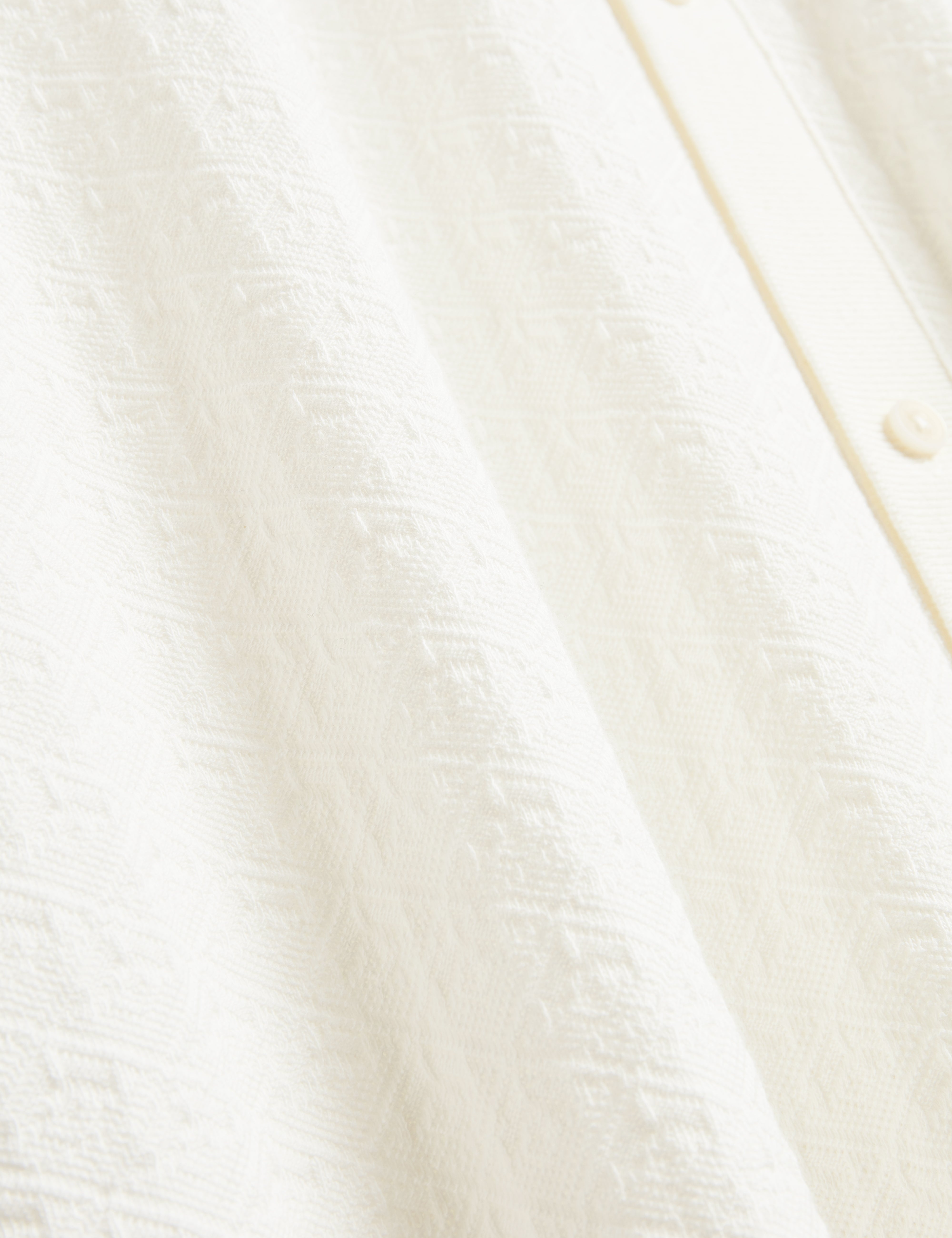 Doltten Ss Textured Button Through Polo White