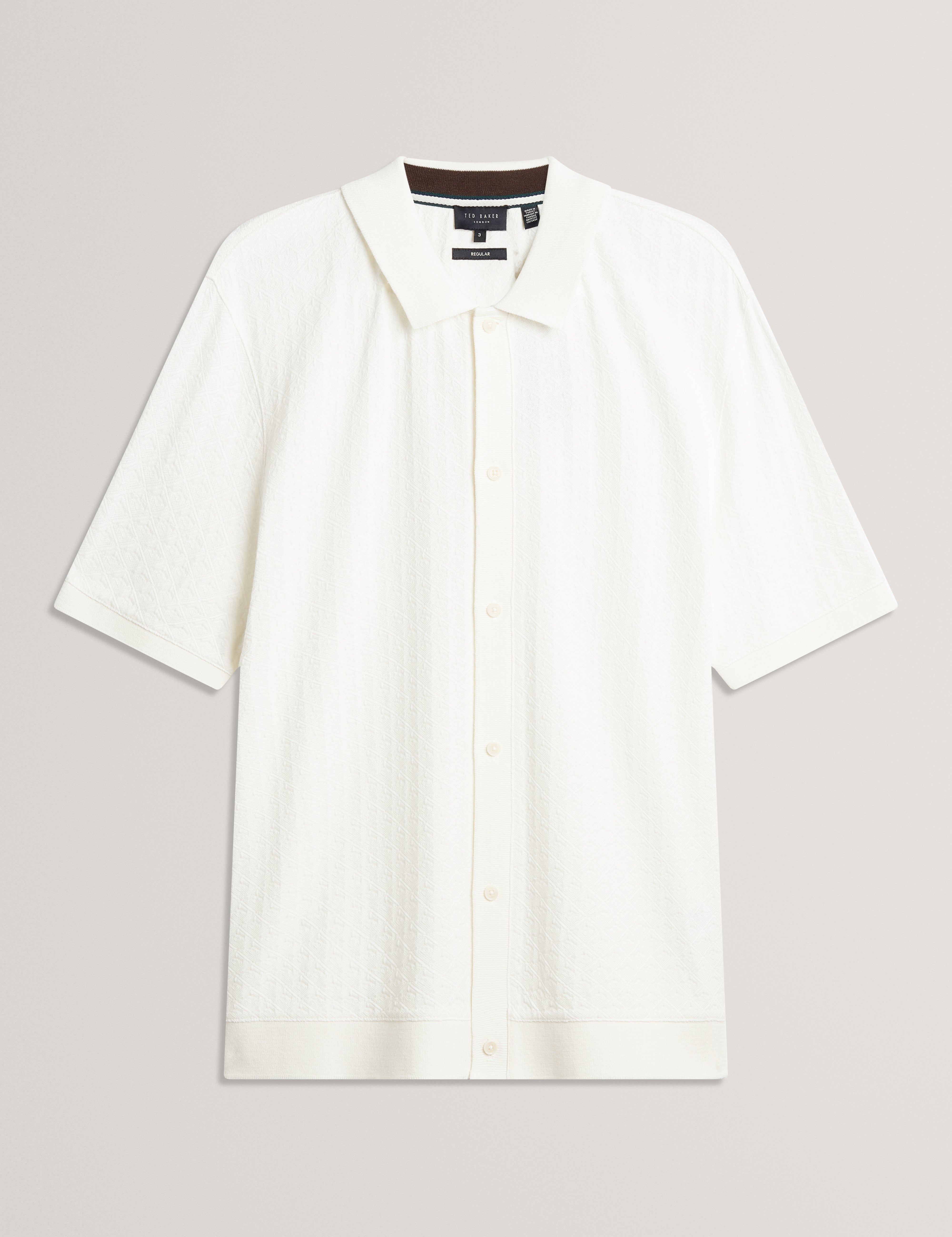 Doltten Ss Textured Button Through Polo White