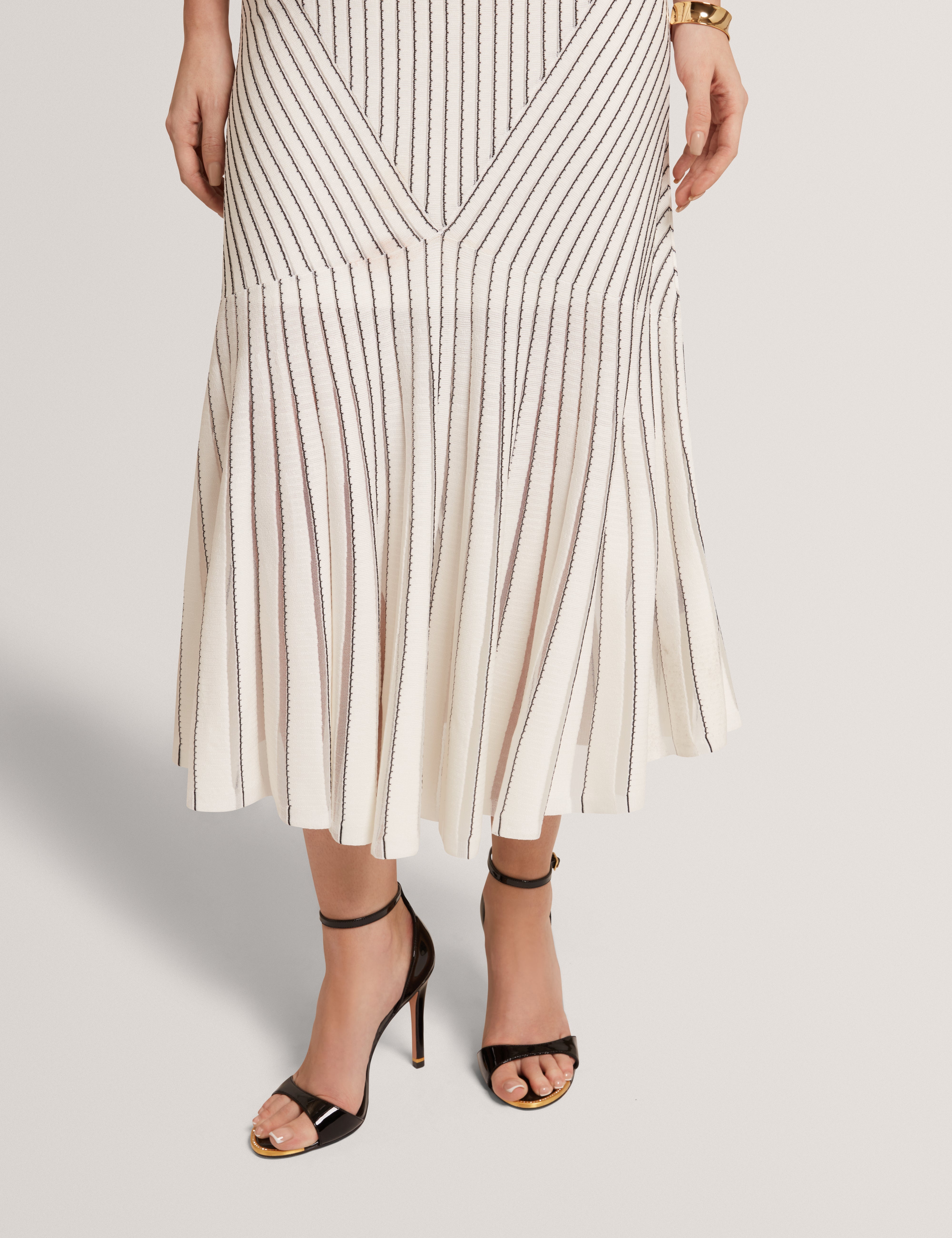 Casandr Stitch Detail Knitted Midi Dress Ivory