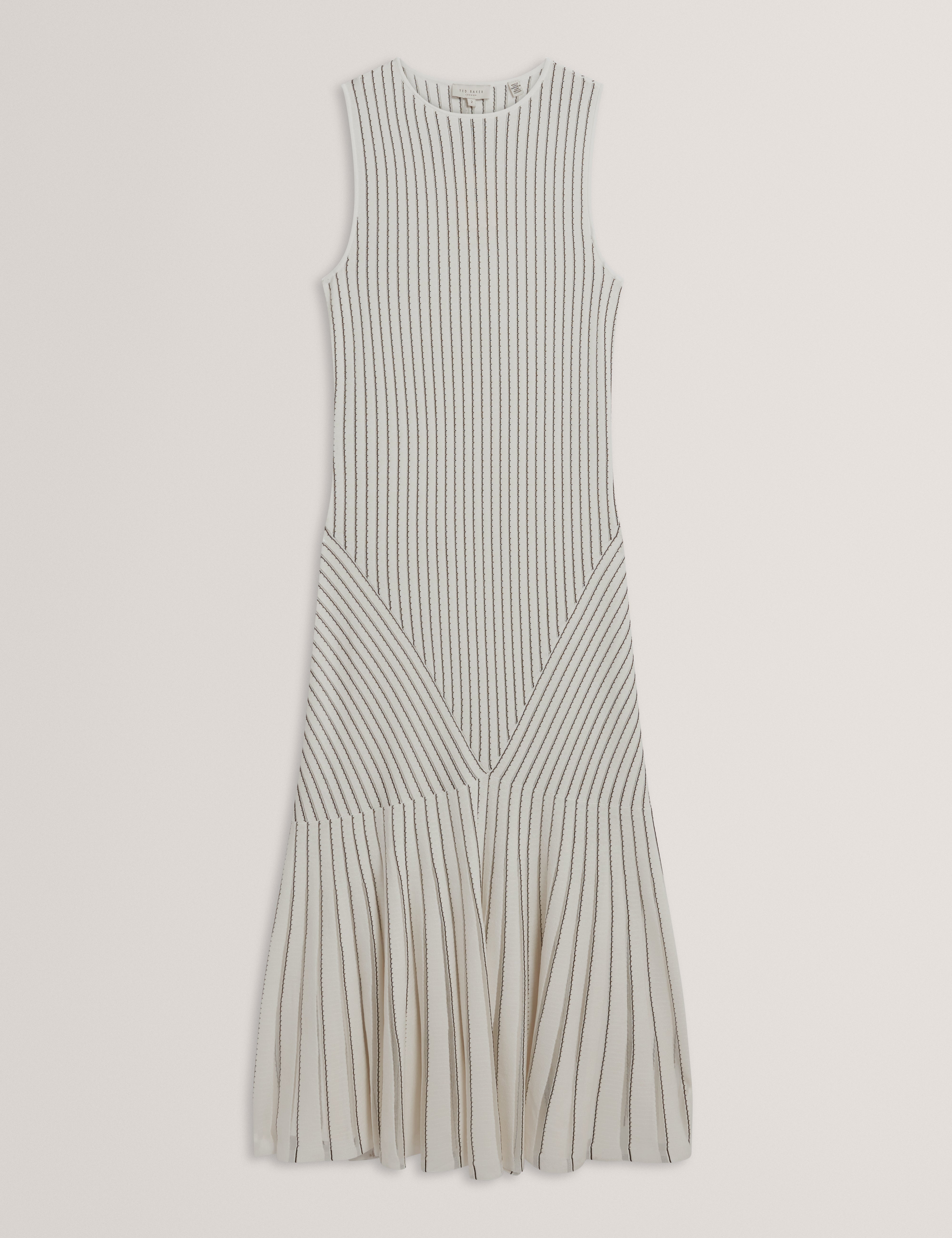 Casandr Stitch Detail Knitted Midi Dress Ivory
