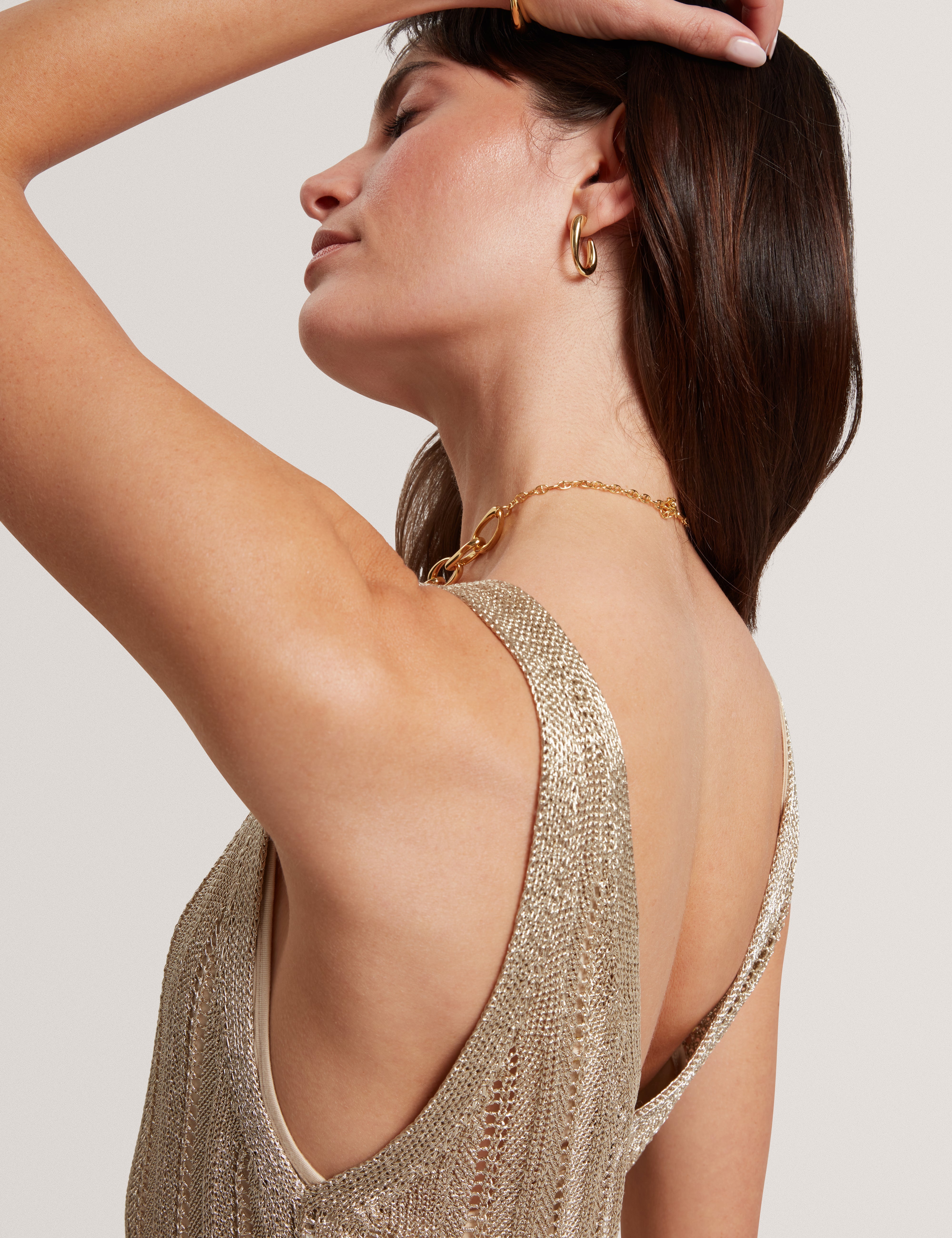 Liliany Midi Knit Column Dress Gold