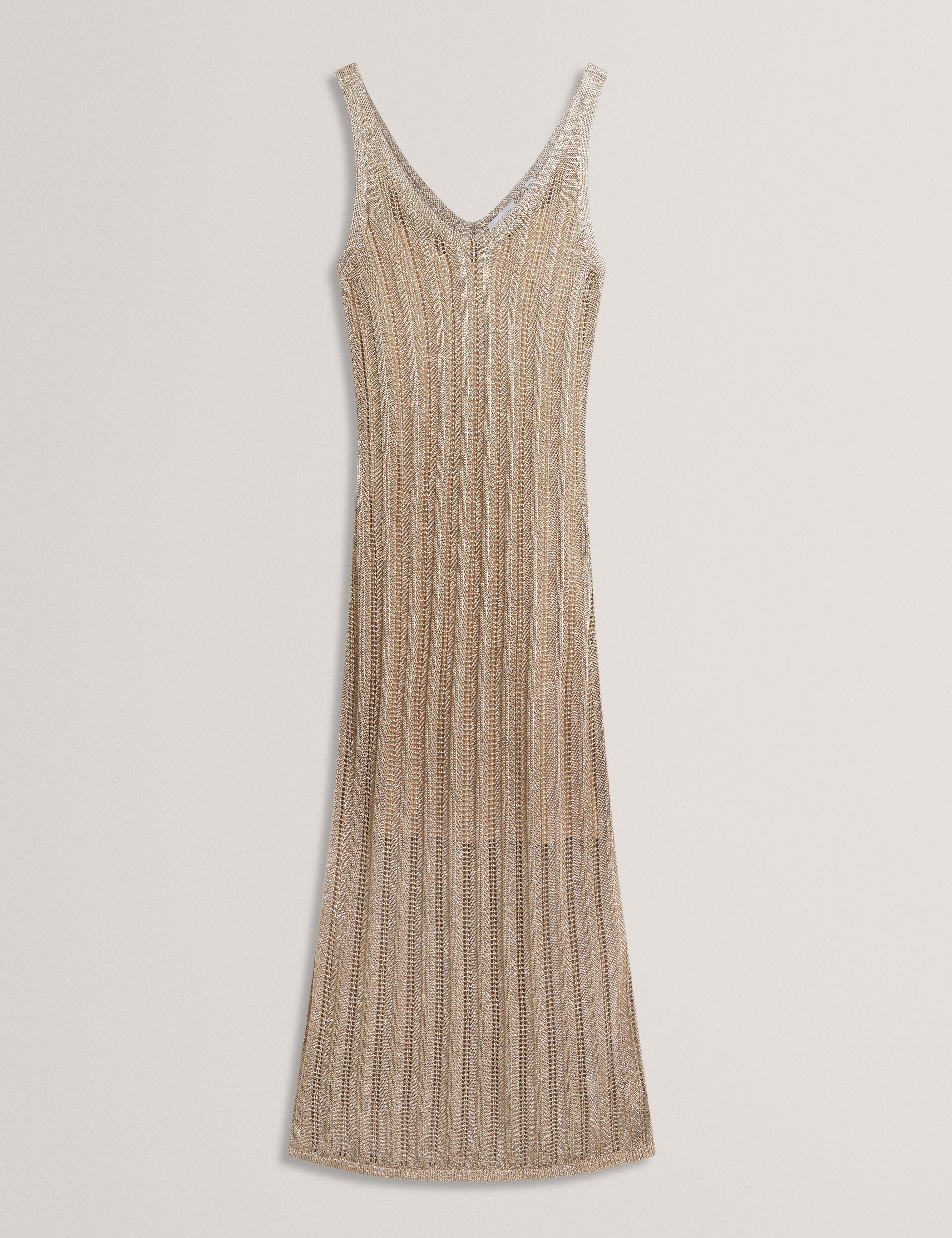 Liliany Midi Knit Column Dress Gold