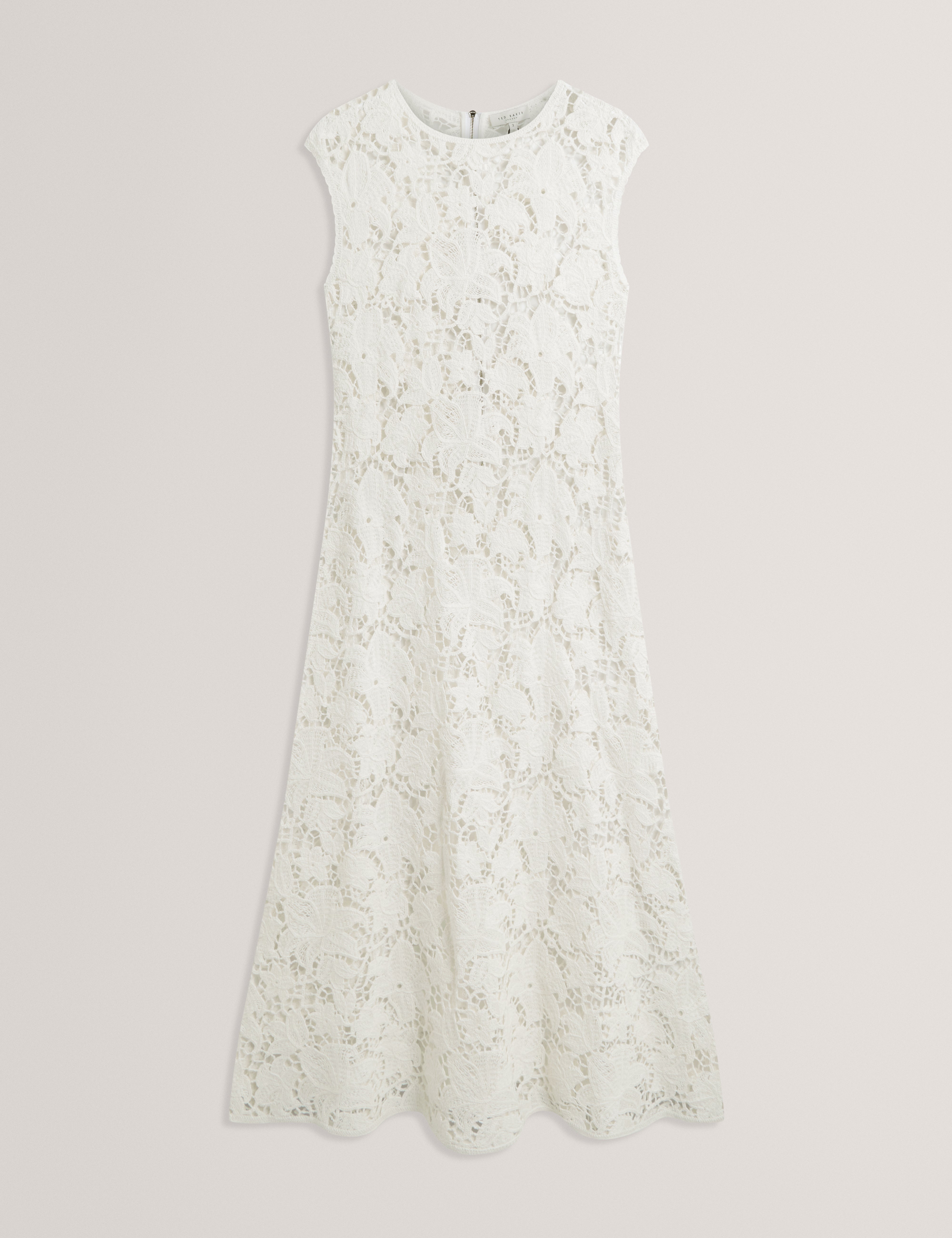 Zinha Crochet Knit Midi Dress Ivory