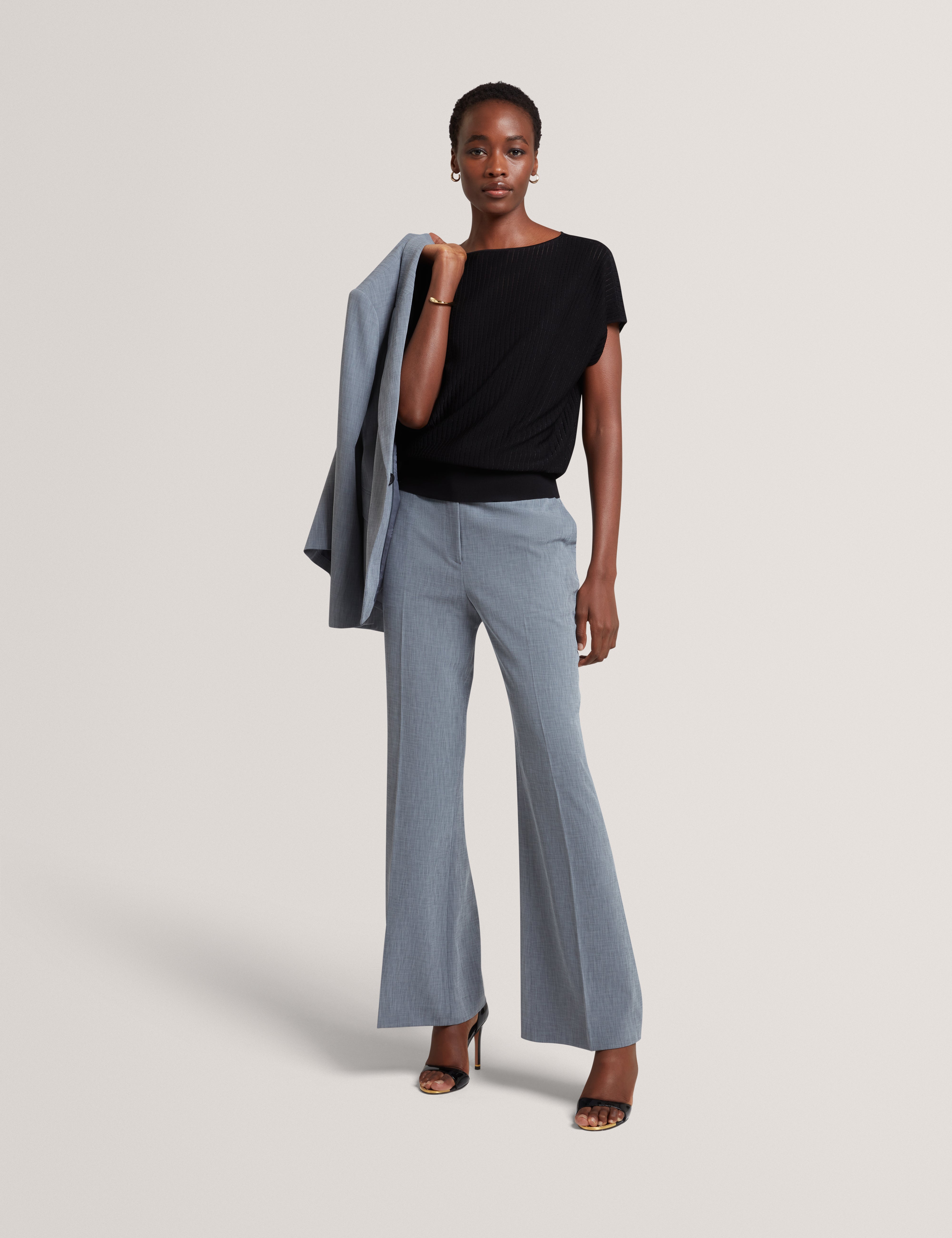 Bridat Kick Flare Tailored Trousers Navy
