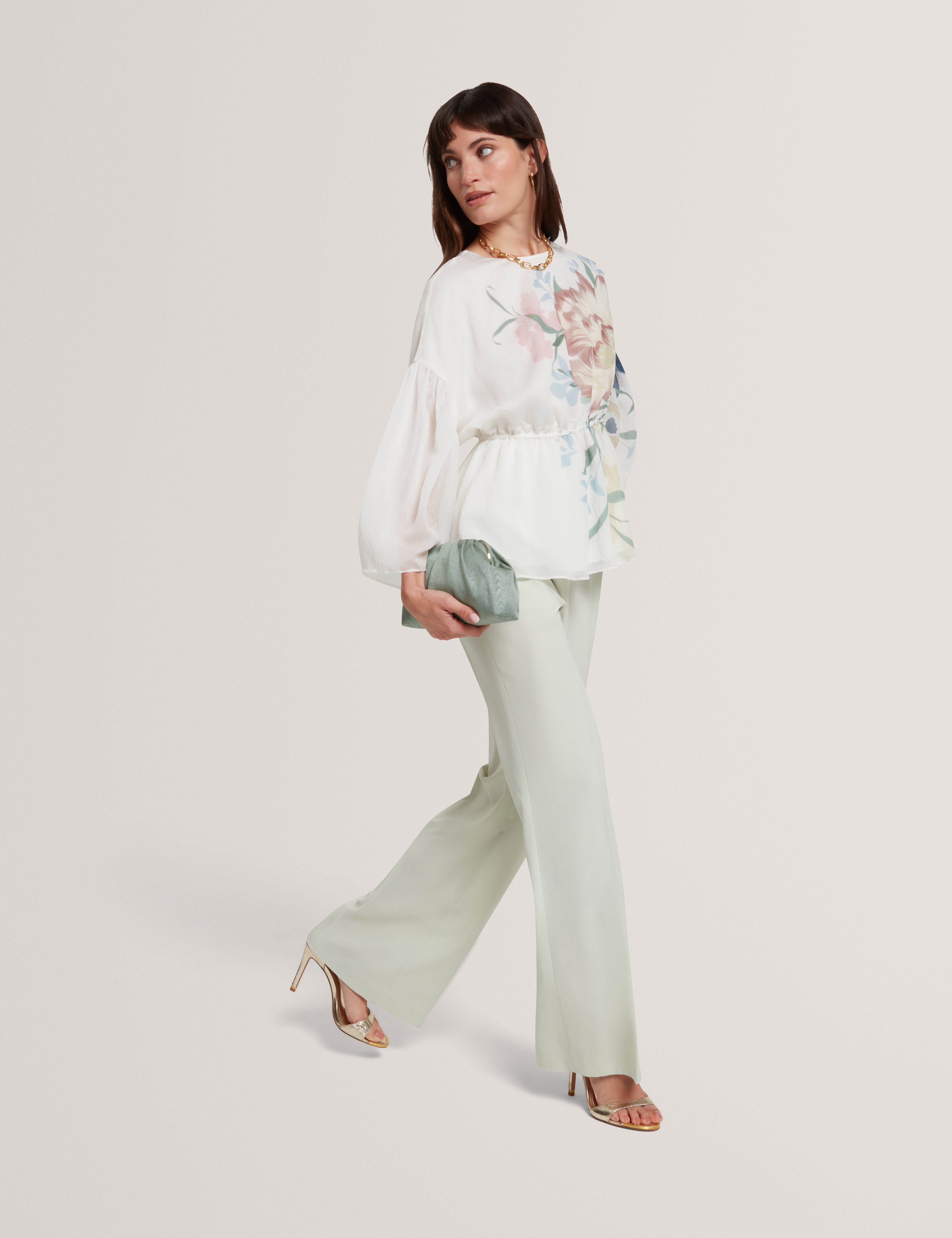 Bridat Kick Flare Tailored Trousers Pl-Green