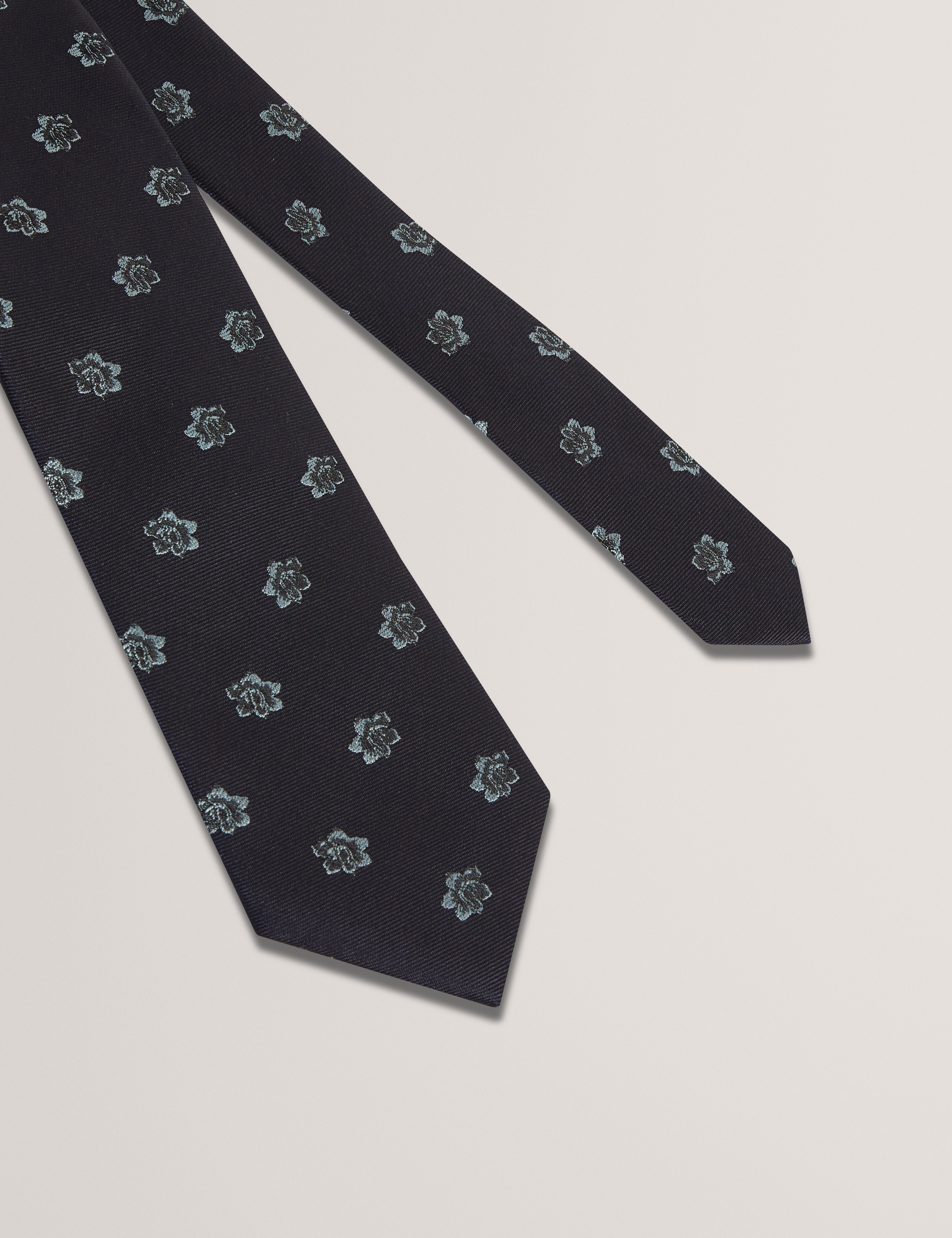 Firenza Ditsy Jacquard Floral Silk Tie Navy