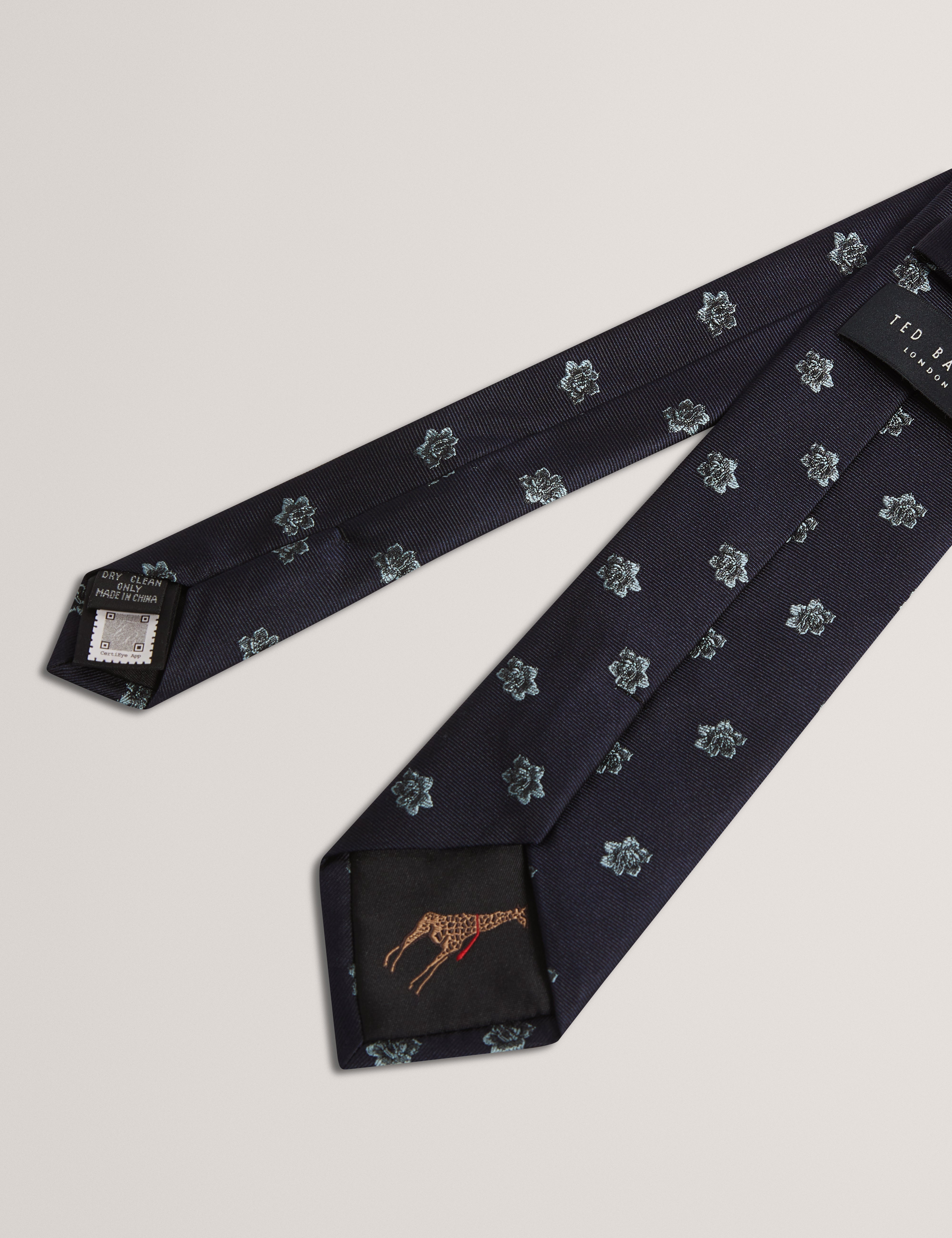 Firenza Ditsy Jacquard Floral Silk Tie Navy