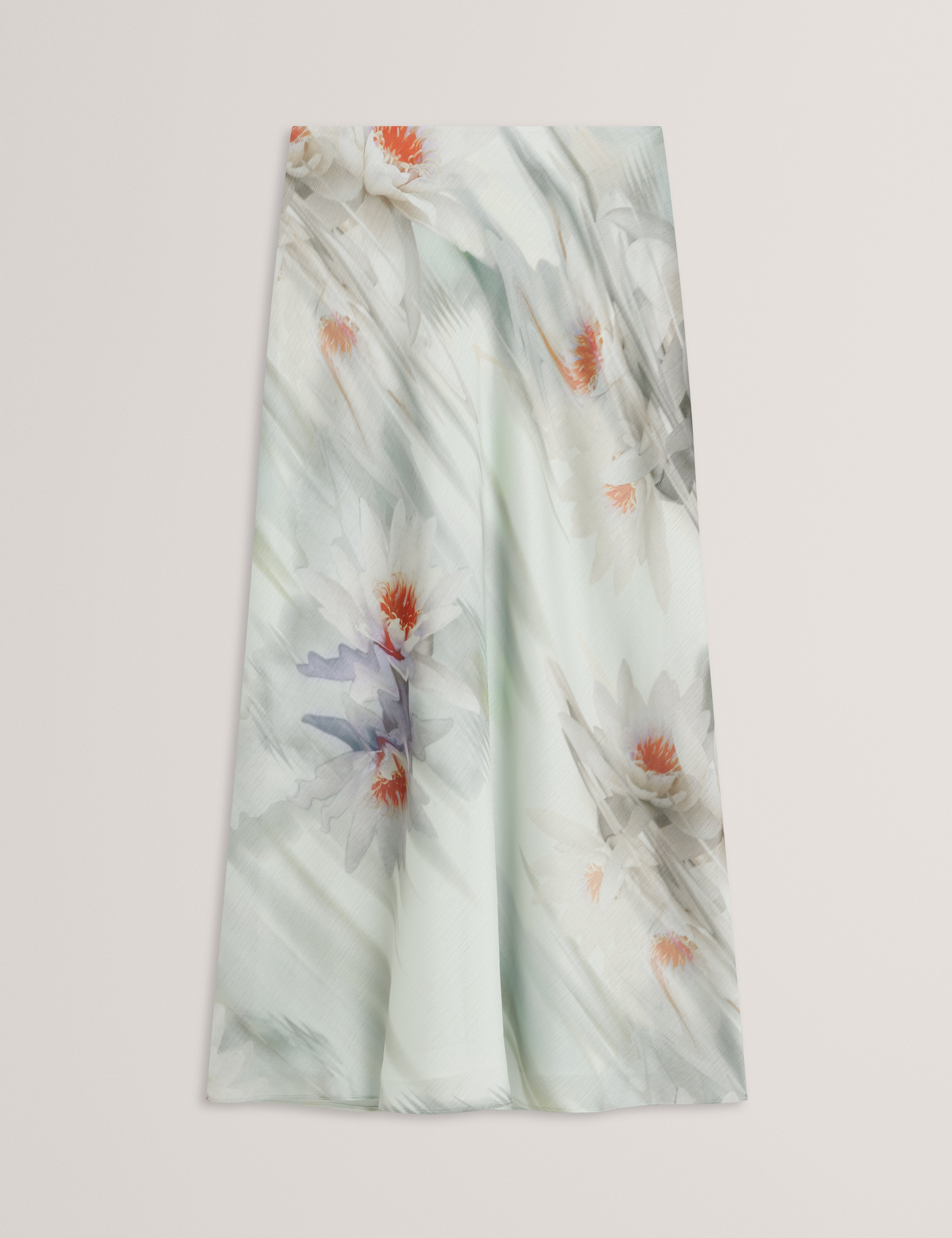 Artica Crinkle Floral Print Midi Skirt Mid-Green