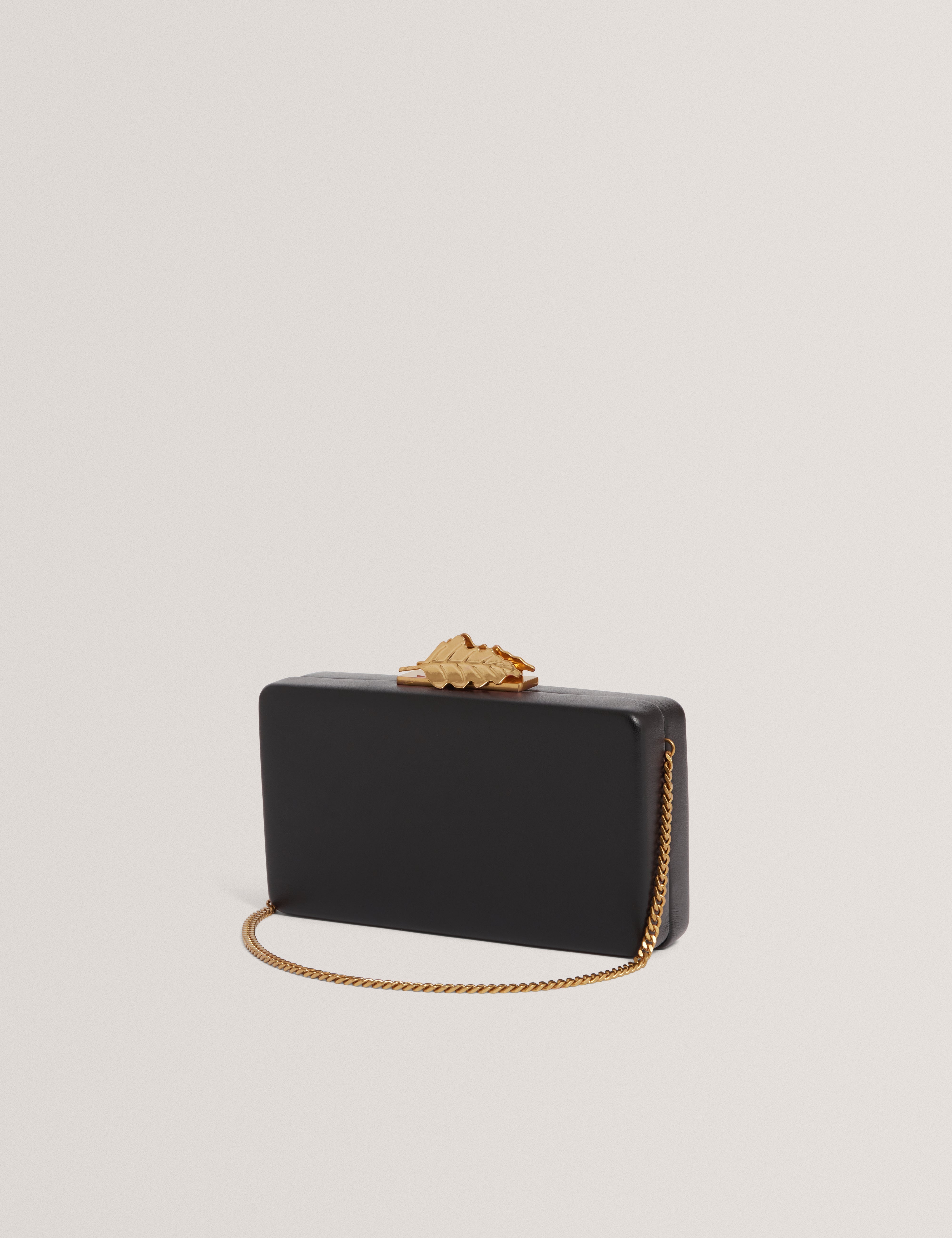 Lleaf Leaf Detail Clutch Bag Black