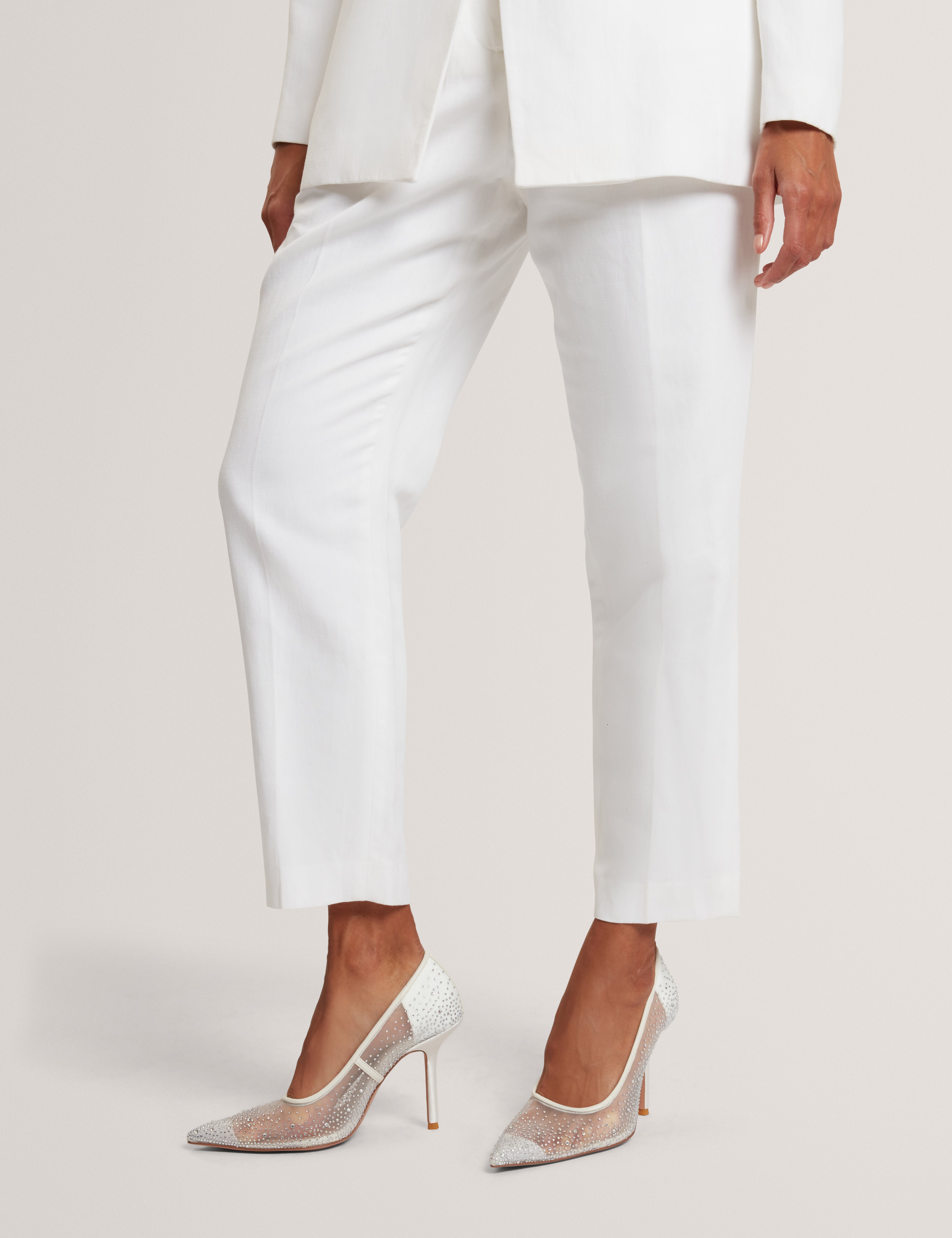 Criista Crystal Mesh Heel Shoe Ivory