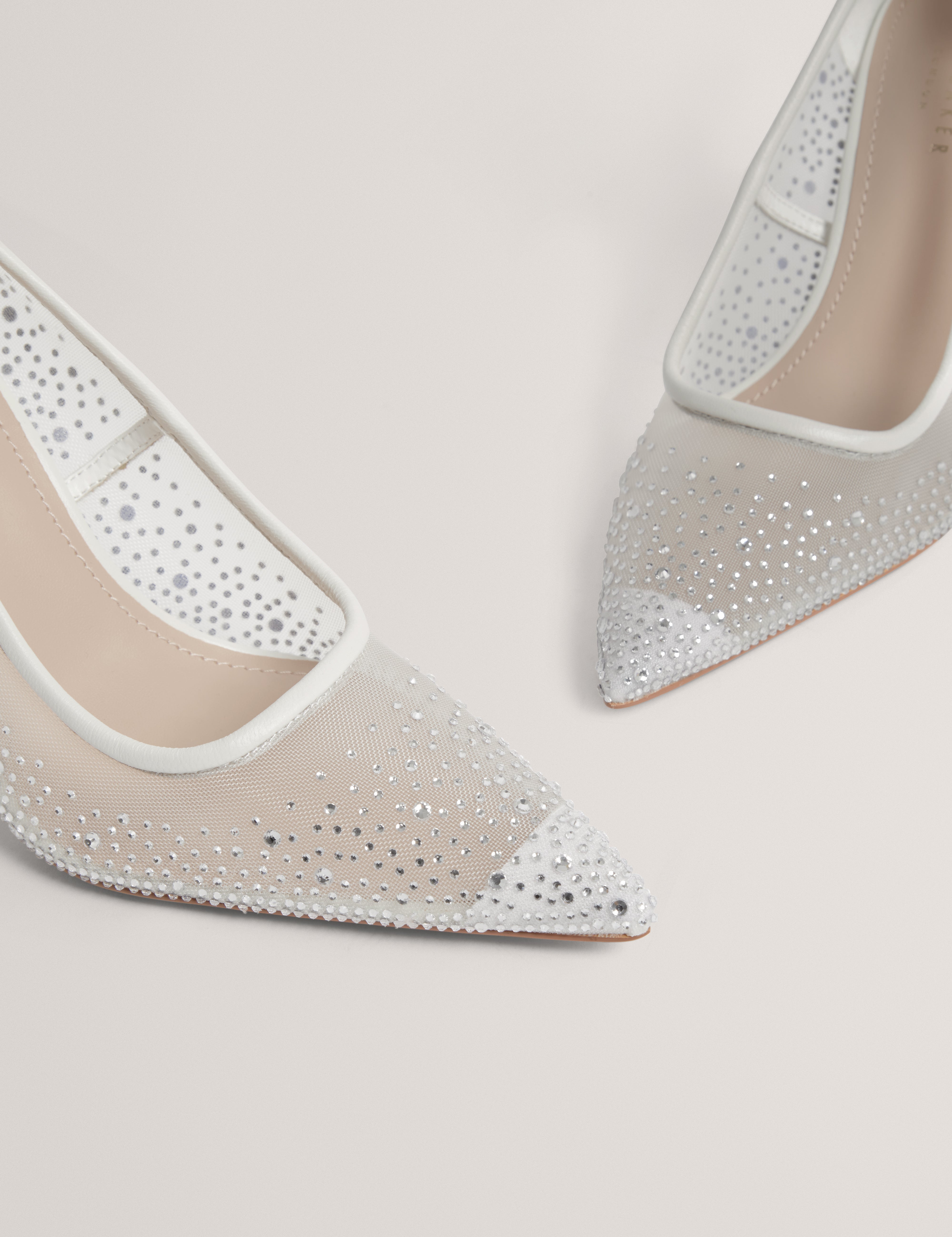 Criista Crystal Mesh Heel Shoe Ivory