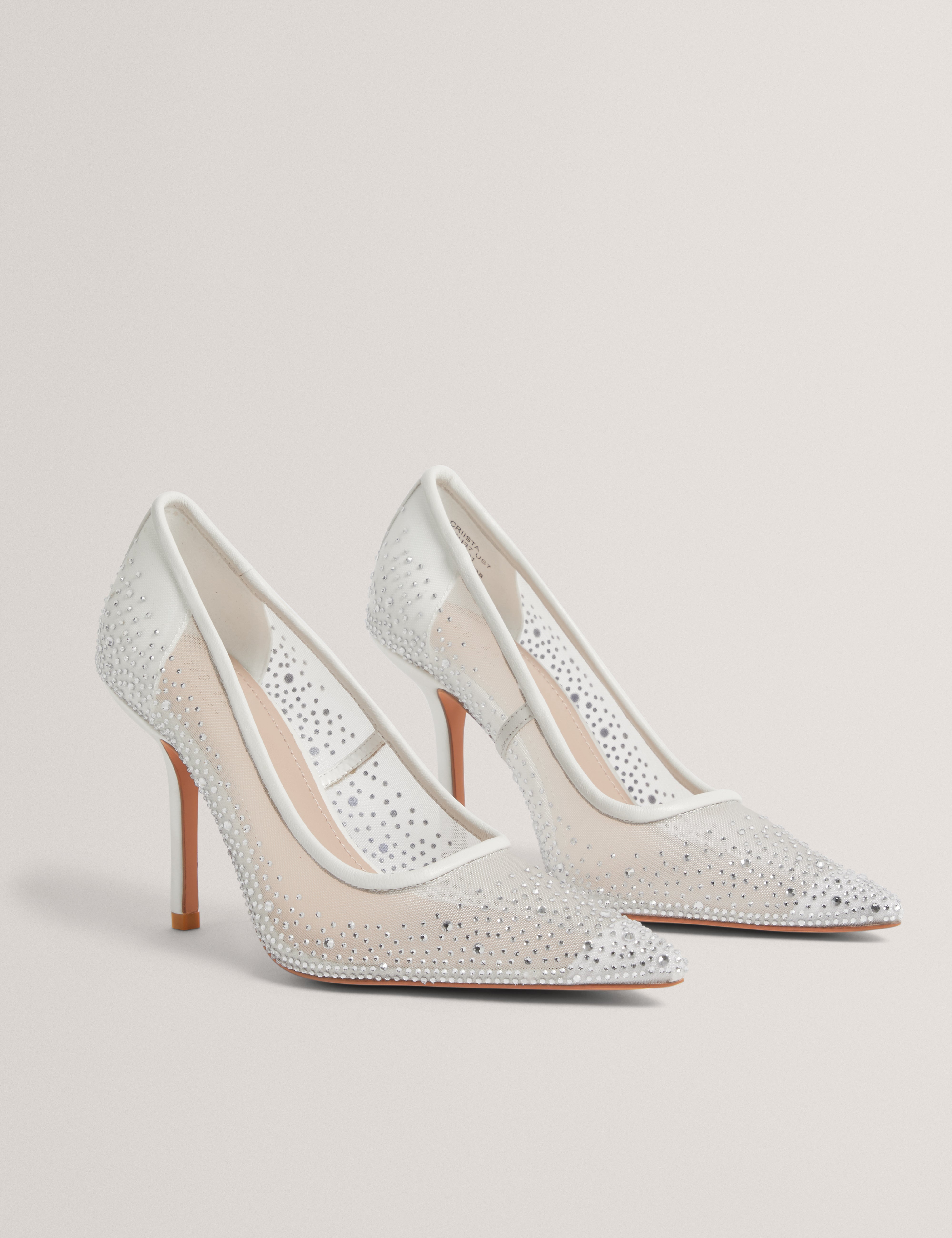Criista Crystal Mesh Heel Shoe Ivory