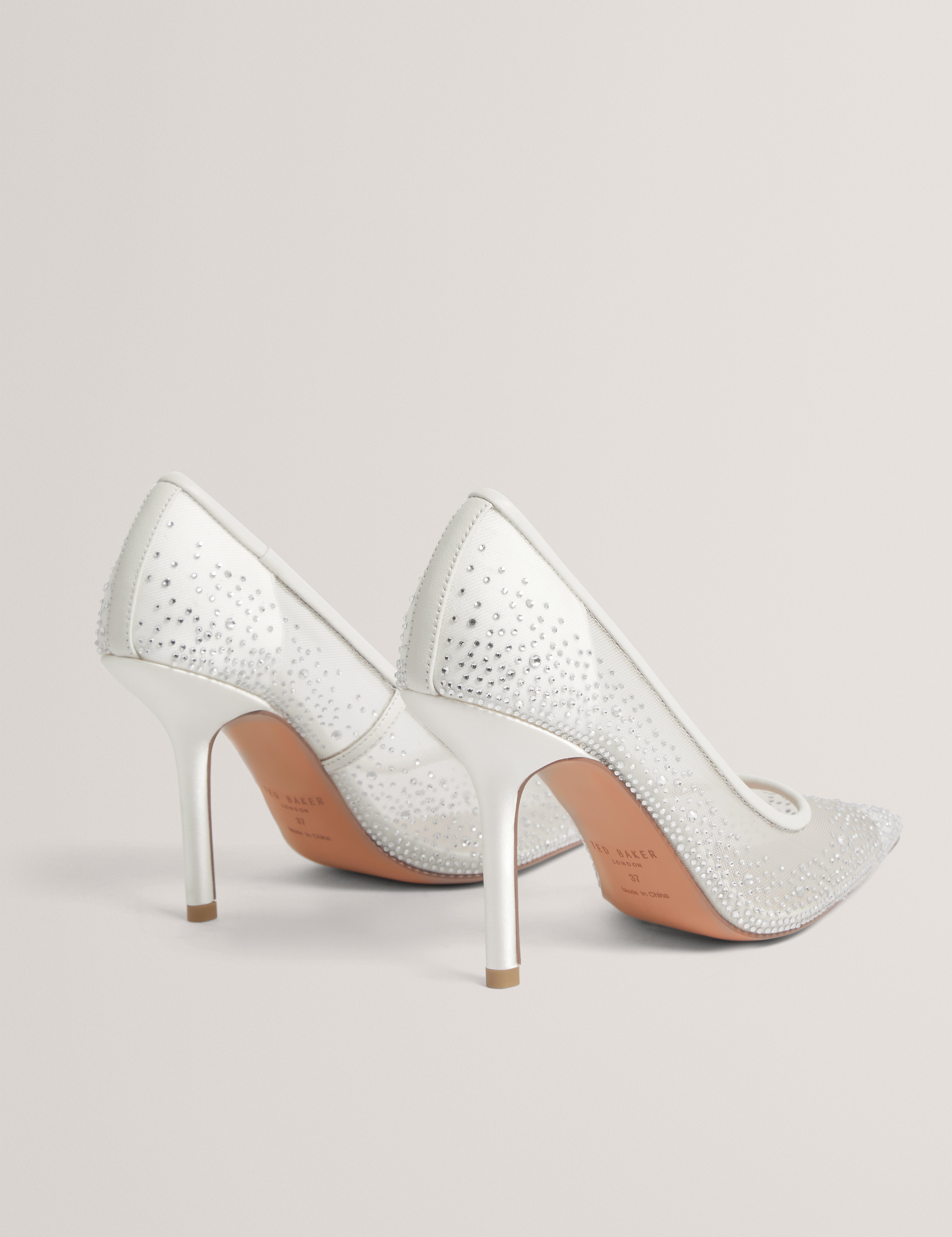 Criista Crystal Mesh Heel Shoe Ivory