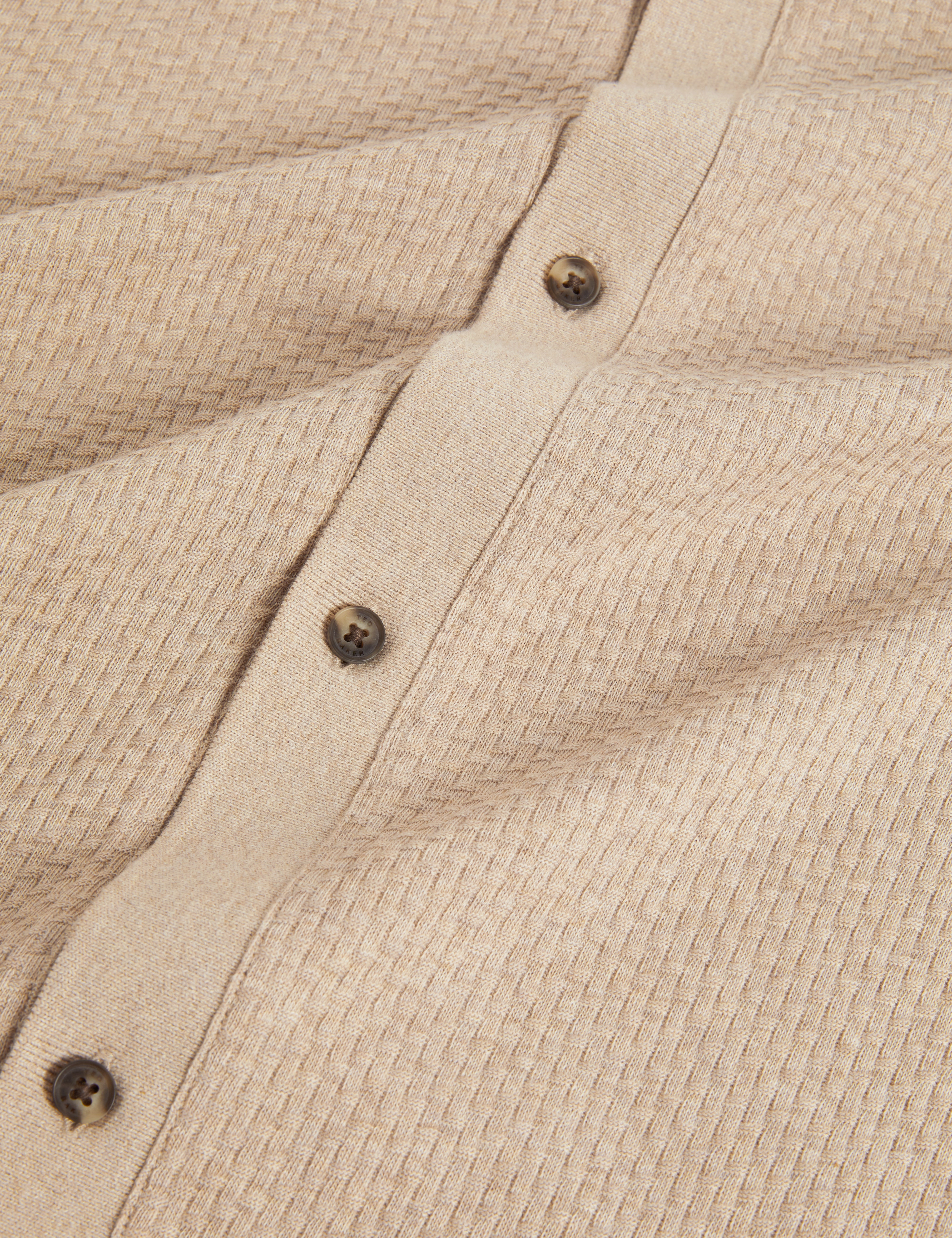 Wilkes Long Sleeve Regular Button Through Polo Taupe