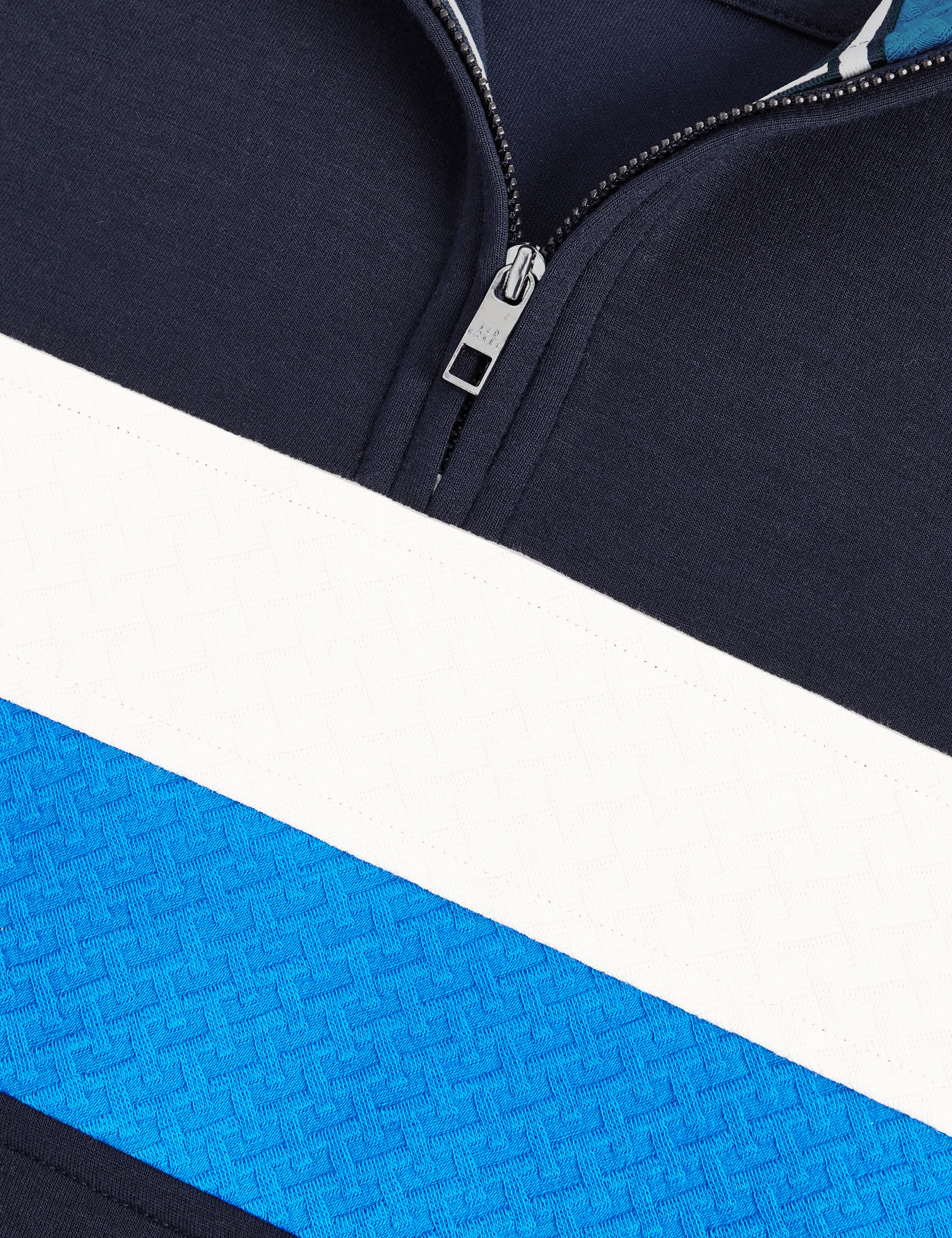 Viktoro T Stitch Contrast Panel Half-Zip Navy
