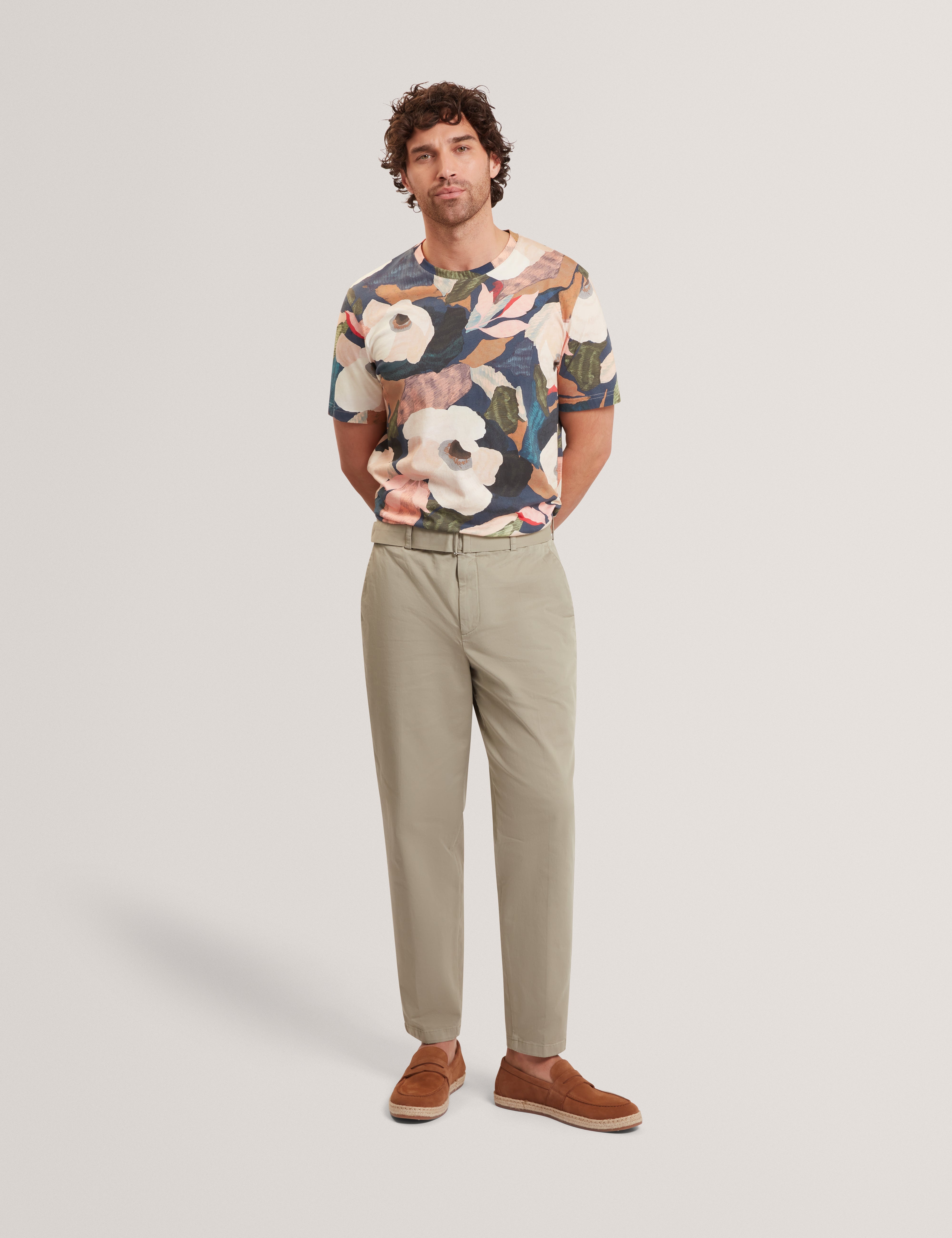 Dowlle Ss Linen Blend Floral T-Shirt Multicol