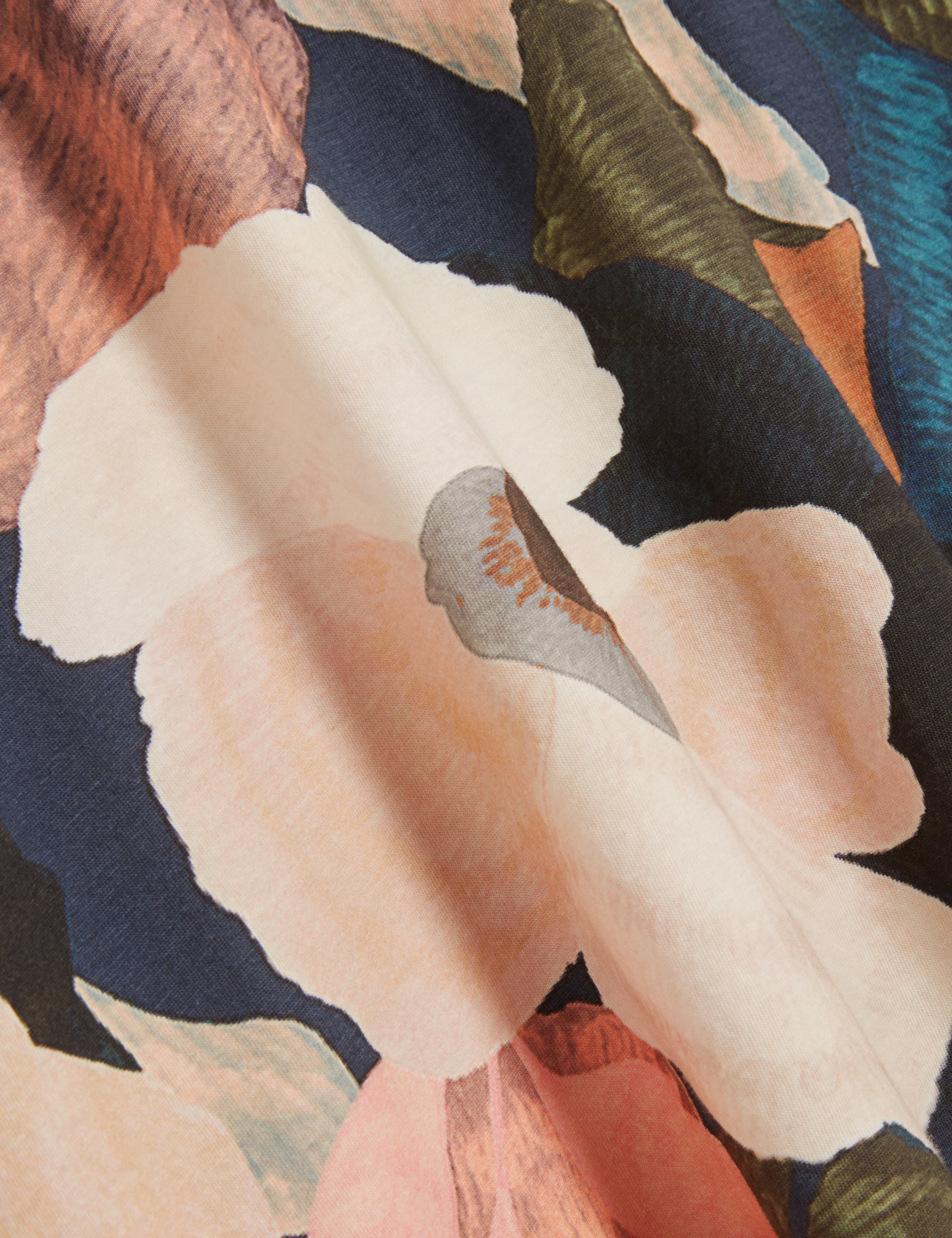 Dowlle Ss Linen Blend Floral T-Shirt Multicol