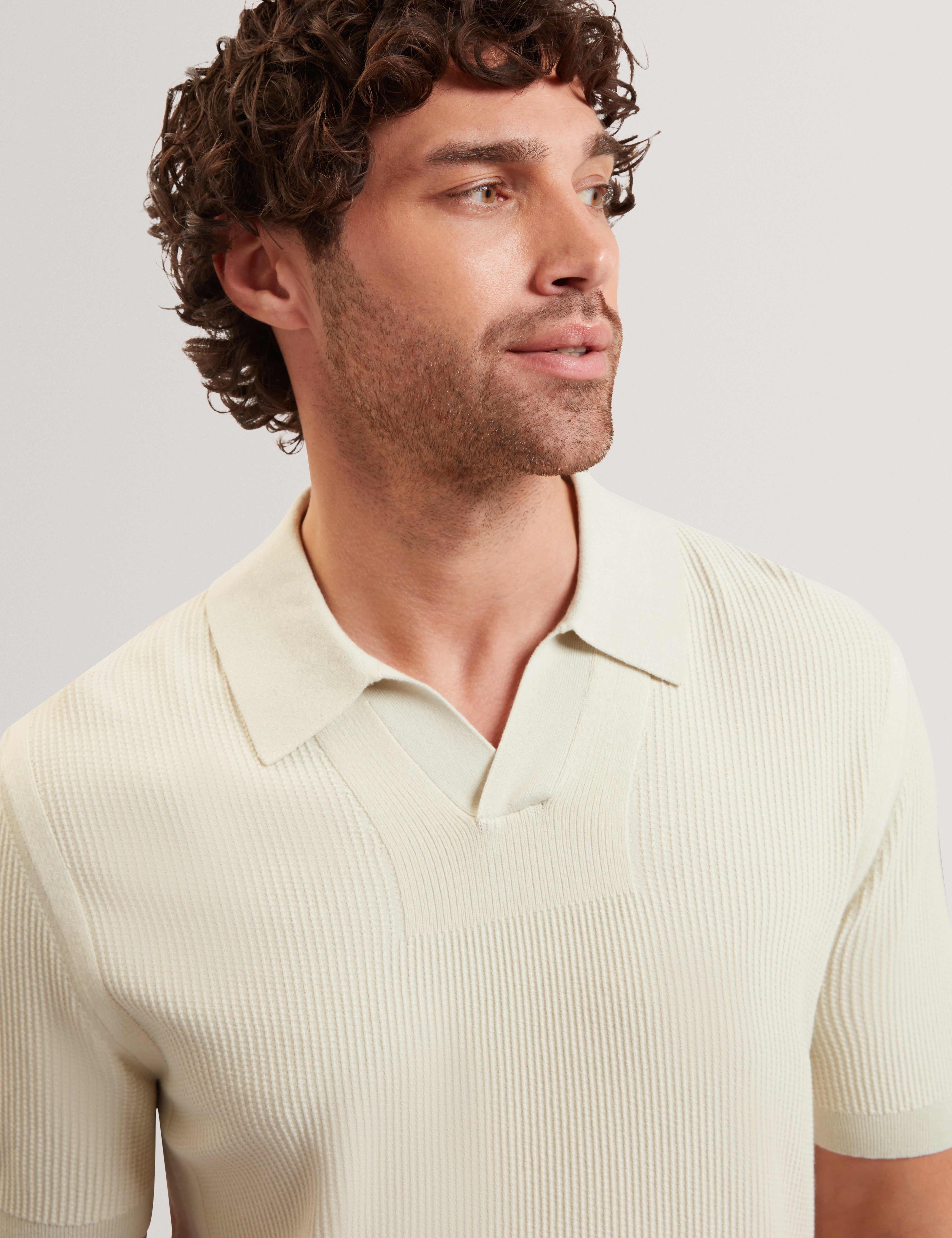 Aindrea Ss Stitch Detail Open Neck Polo Pl-Green