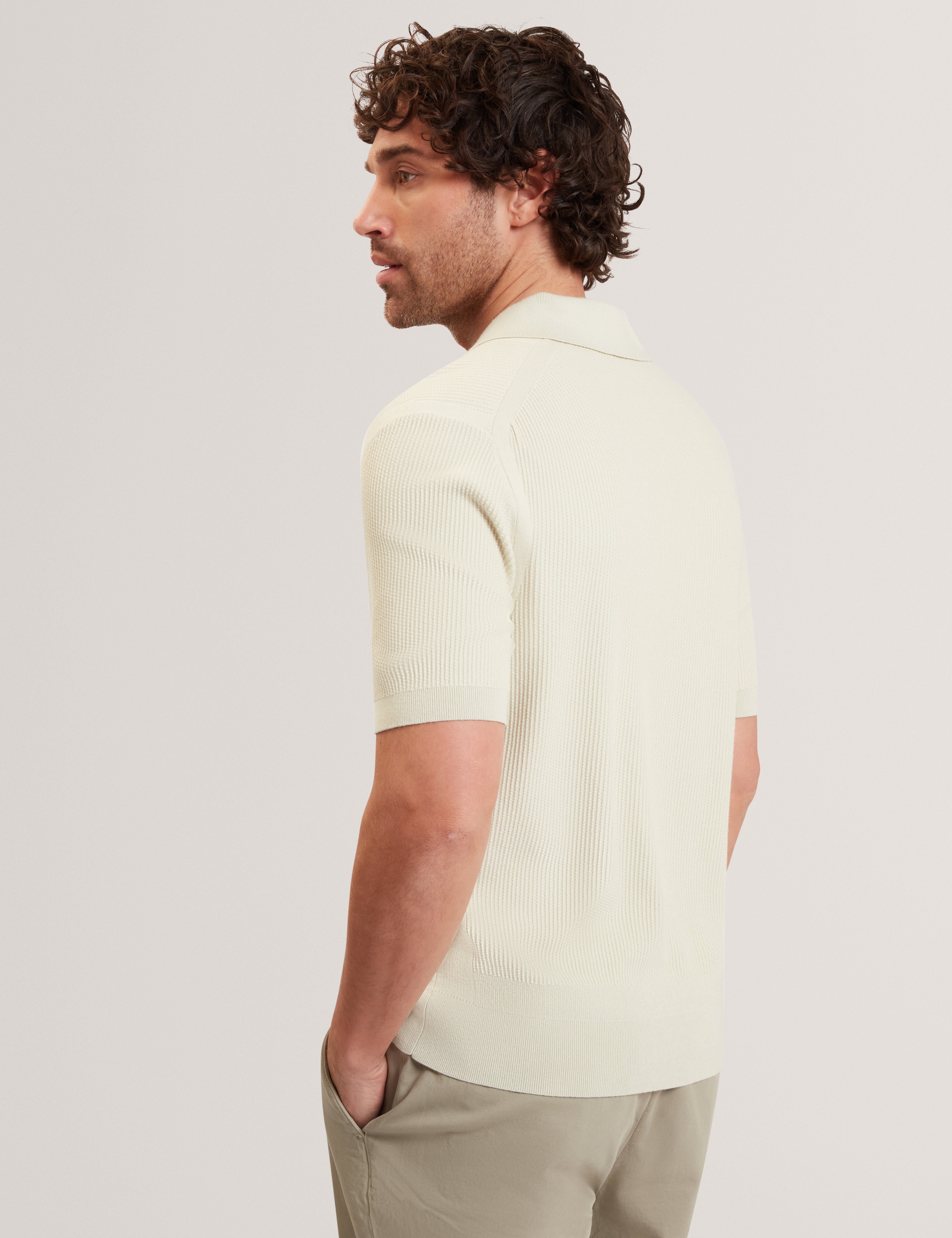 Aindrea Ss Stitch Detail Open Neck Polo Pl-Green