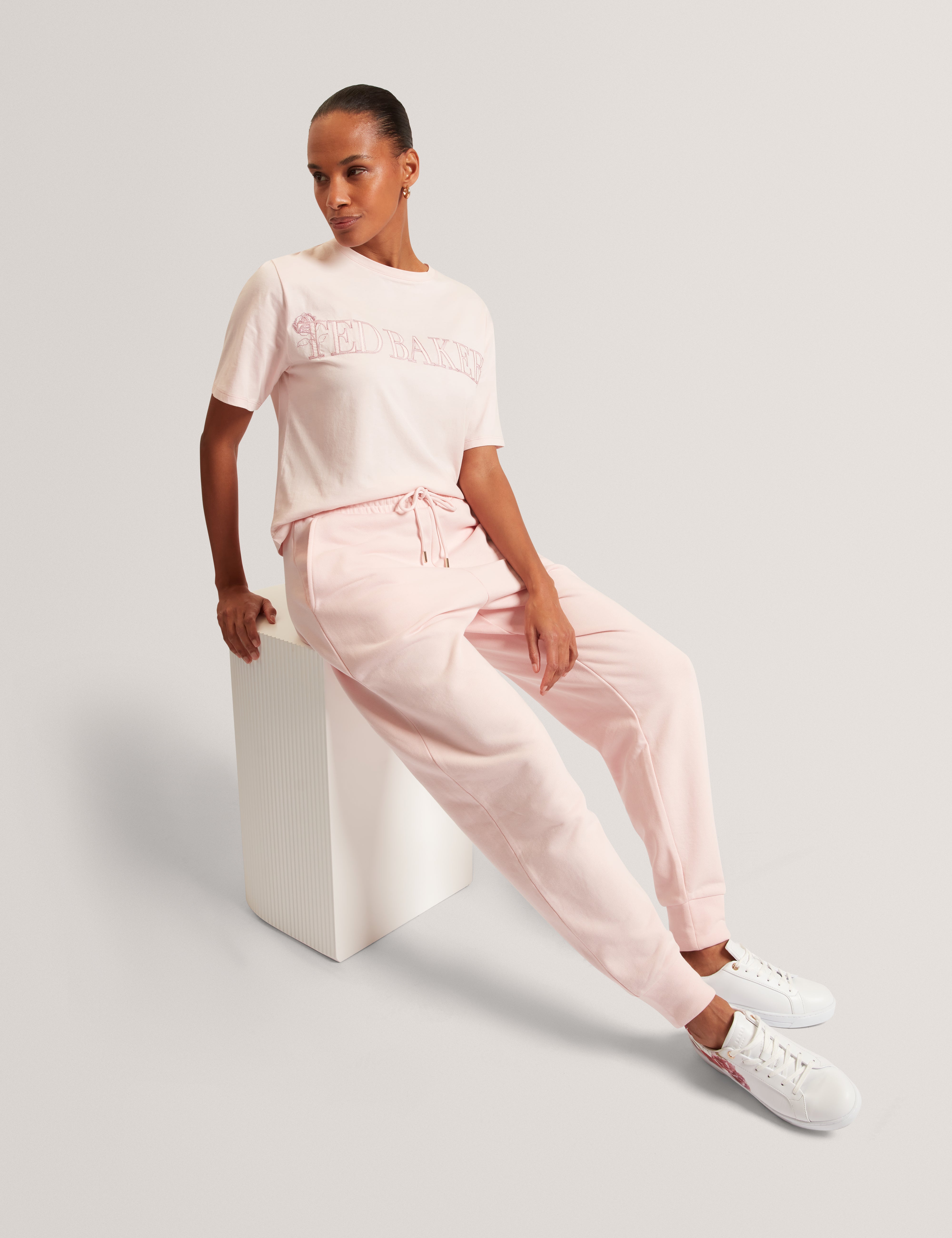 Calytri T Branded Barrel Leg Jogger Pink