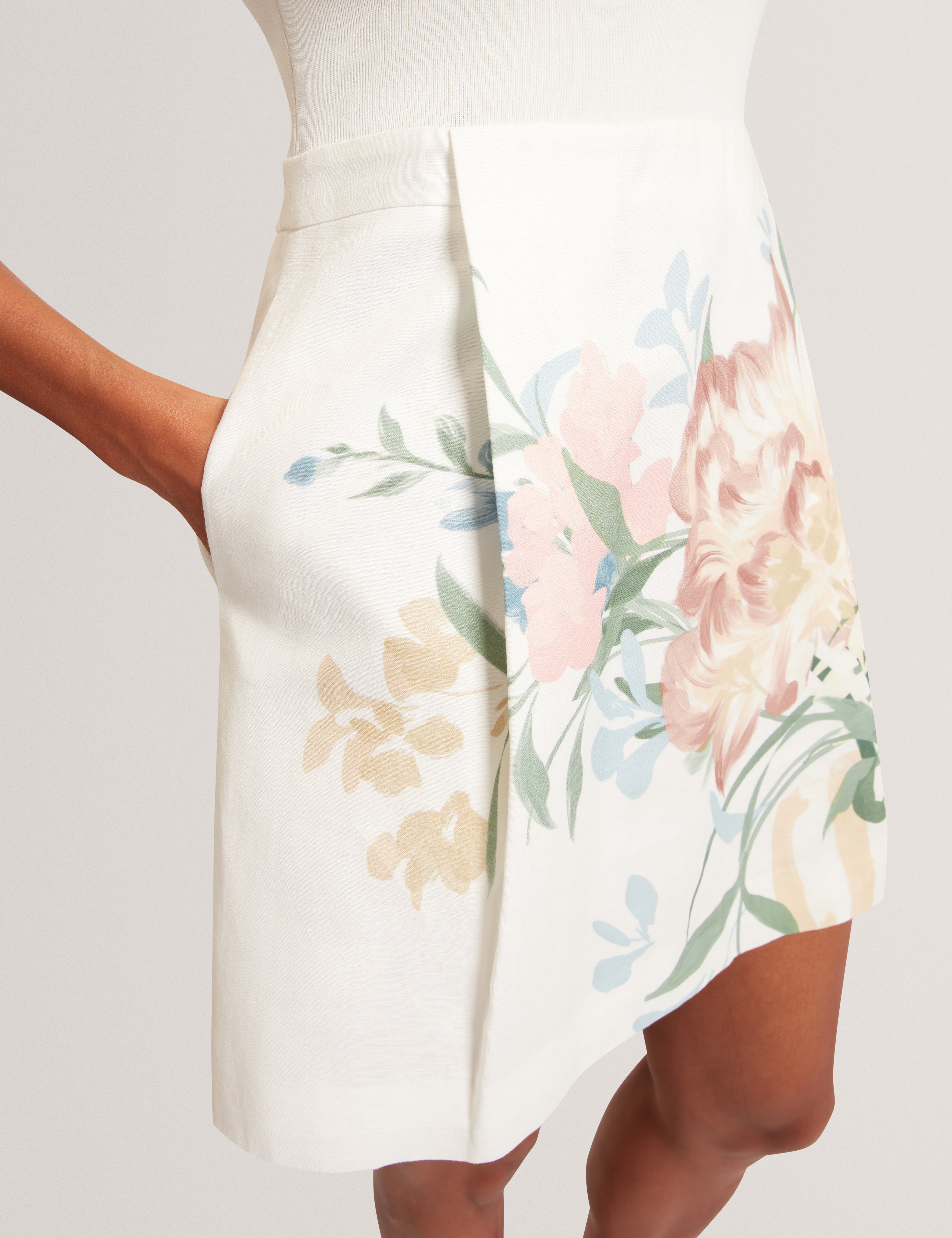 Elestre Knitted Mockable Mini Dress With Linen Ivory
