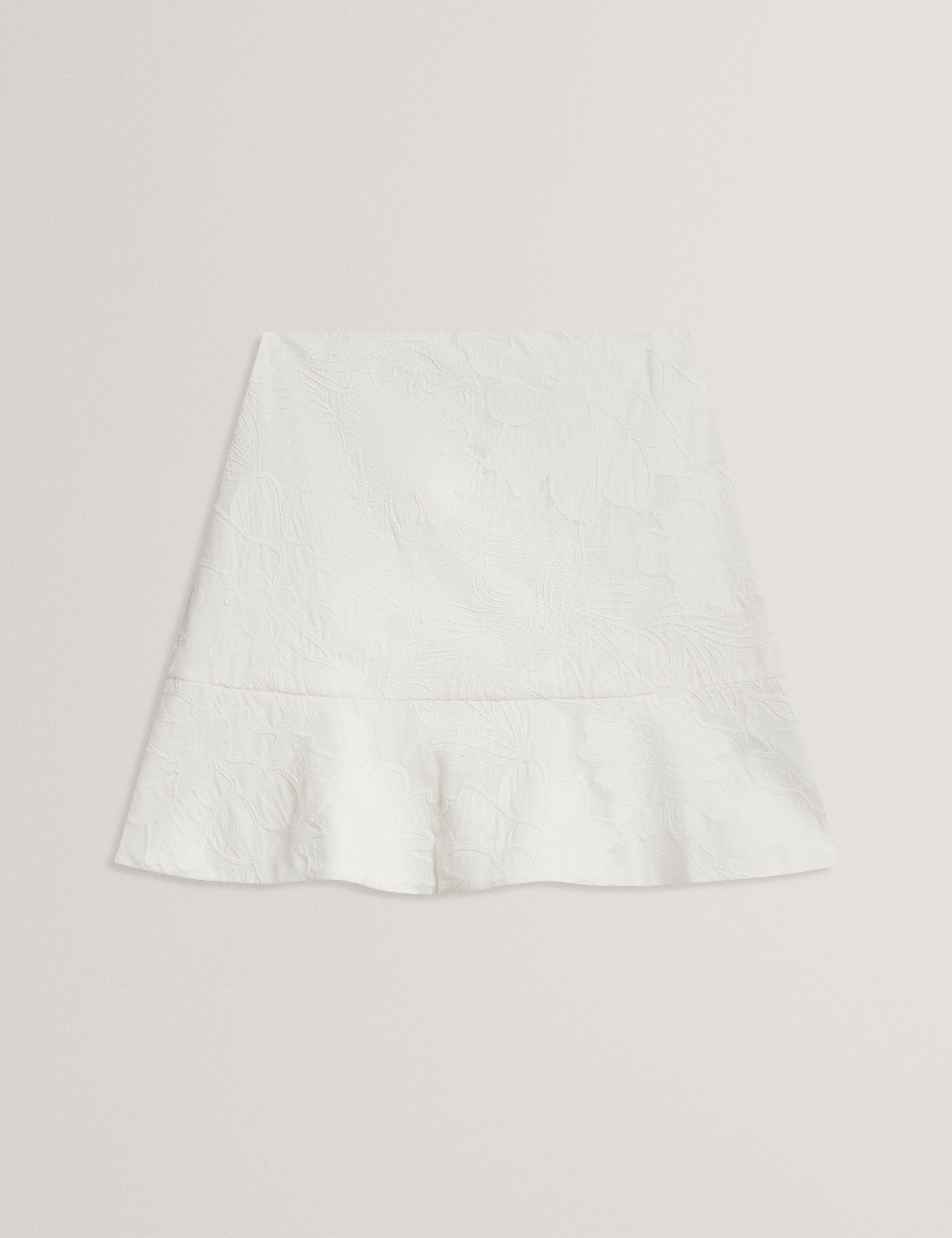 Fioral Embroidered Mini Skirt White