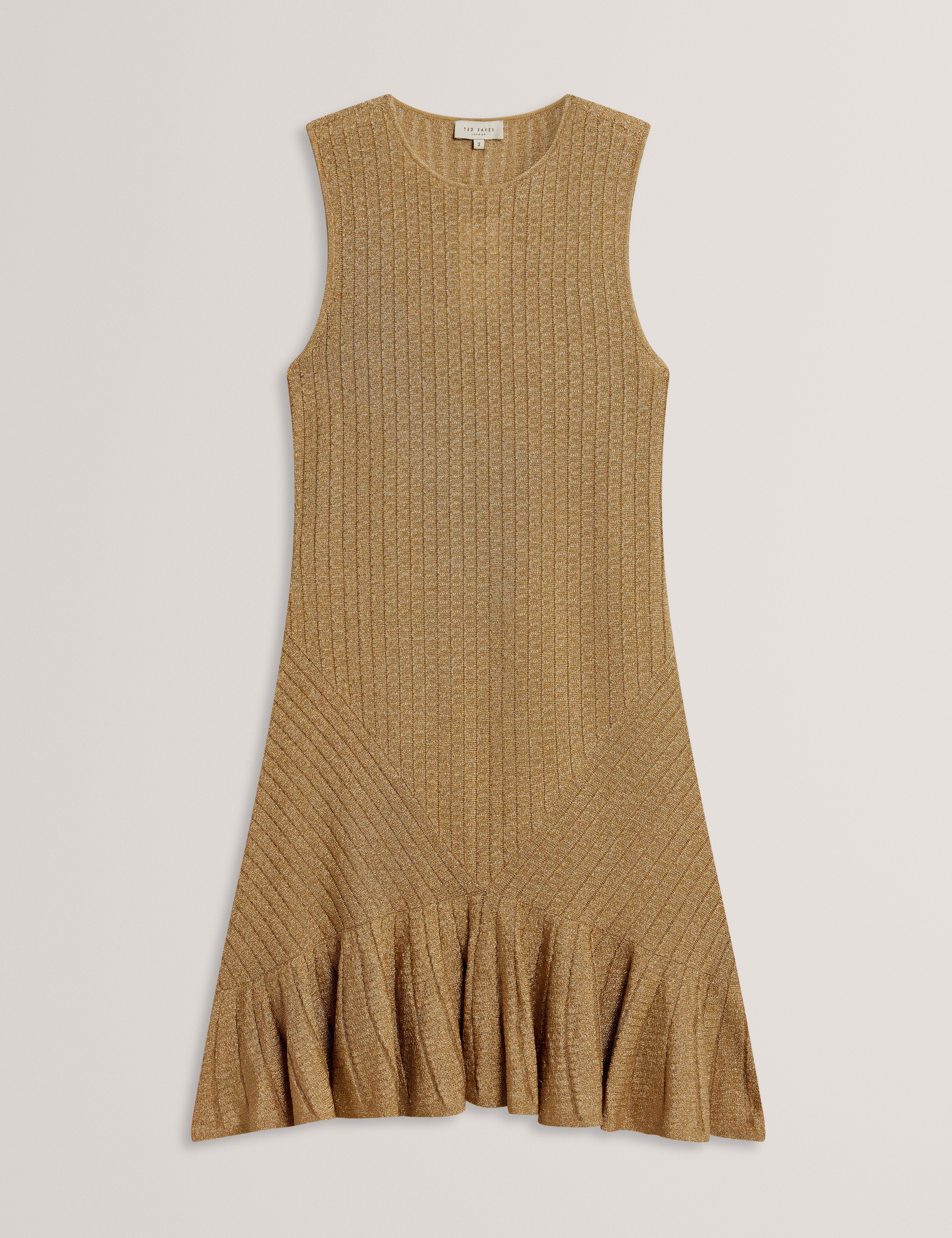 Ilima Stitch Detail Knitted Mini Dress Gold