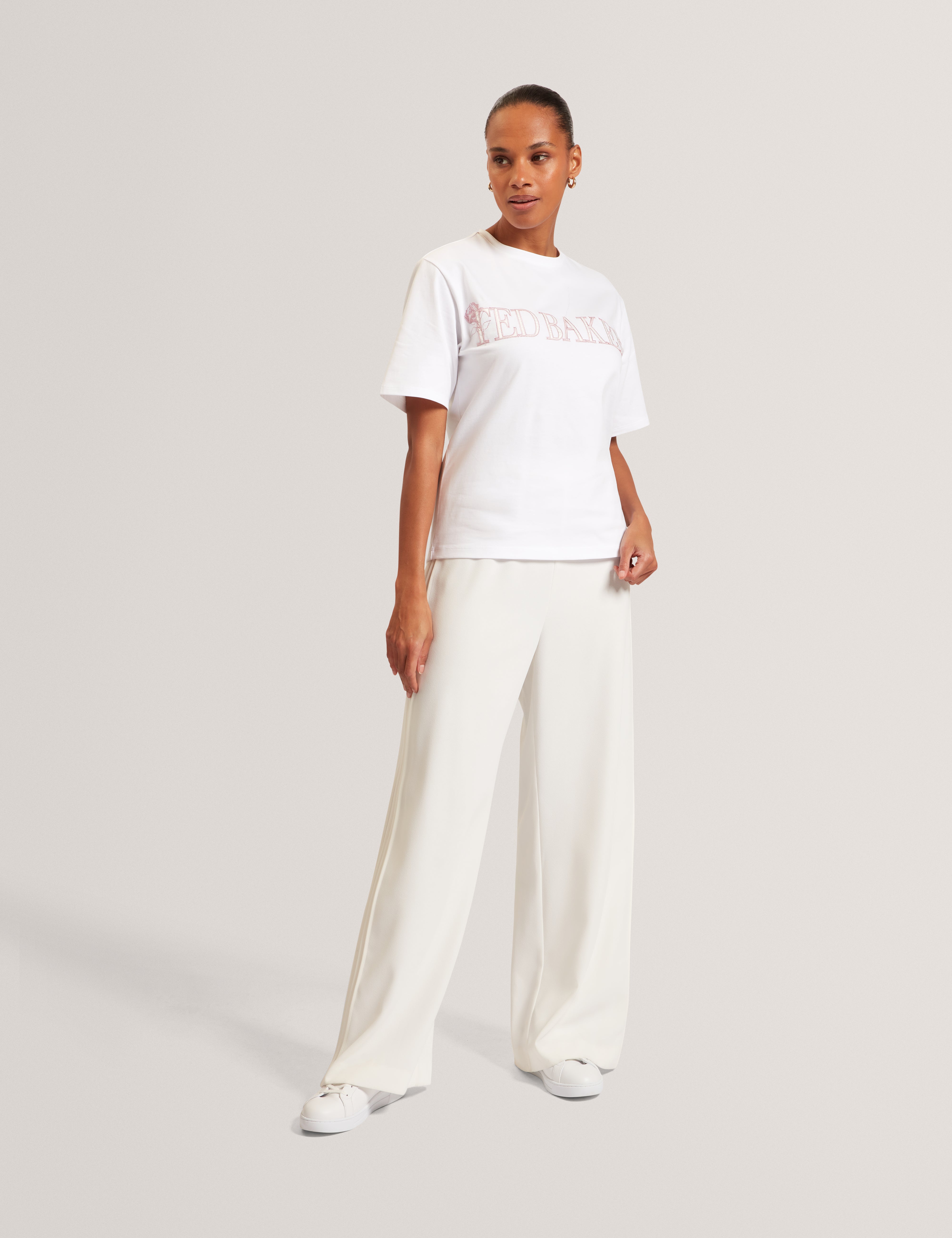 Lavende Ted Baker Branded Boxy T-Shirt White