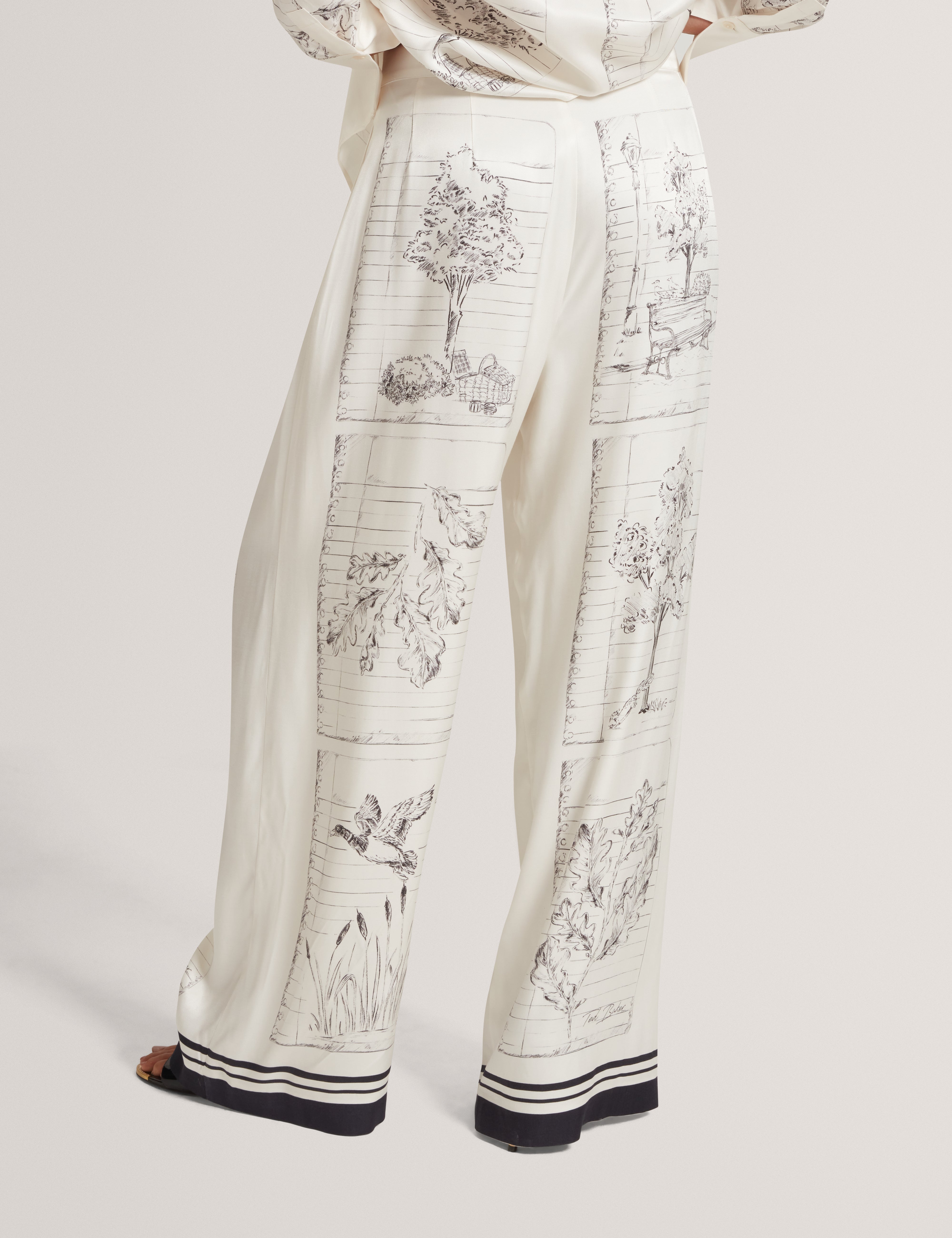 Busca Printed Wide Leg Trouser Ivory