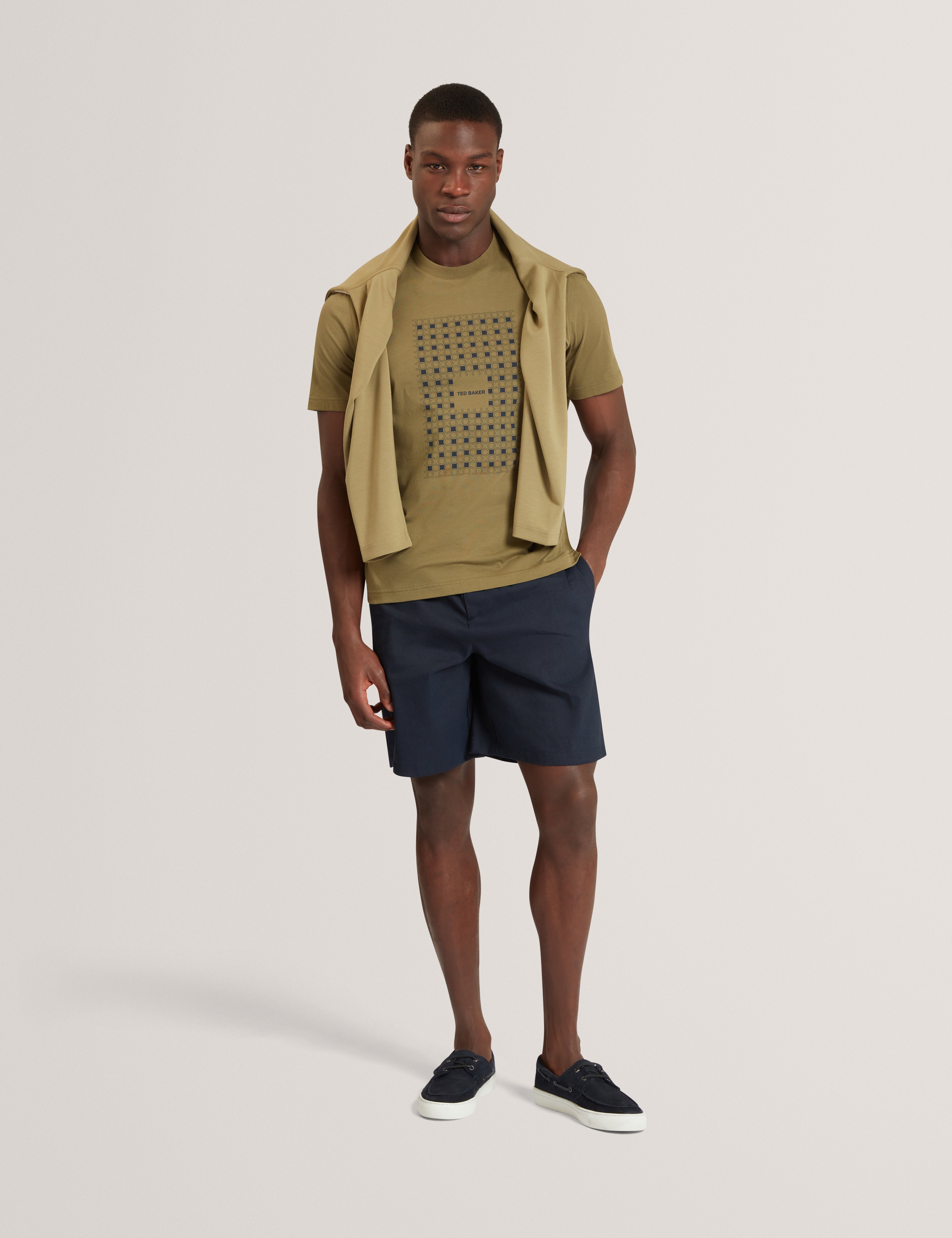 Mccourt Short Sleeve Box Print T-Shirt Khaki