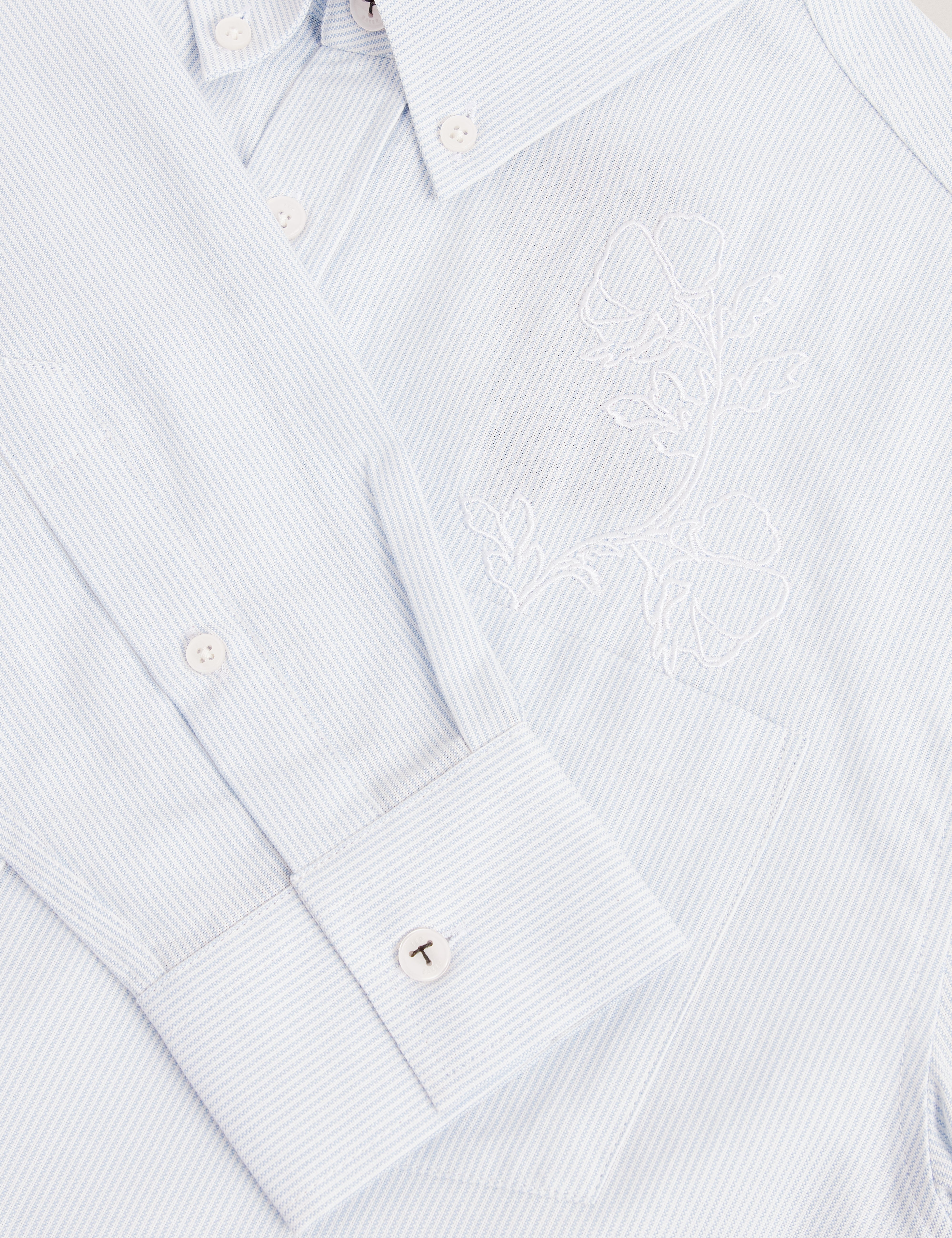 Diaby Ls Relaxed Placement Emboidered Floral Shirt Blue
