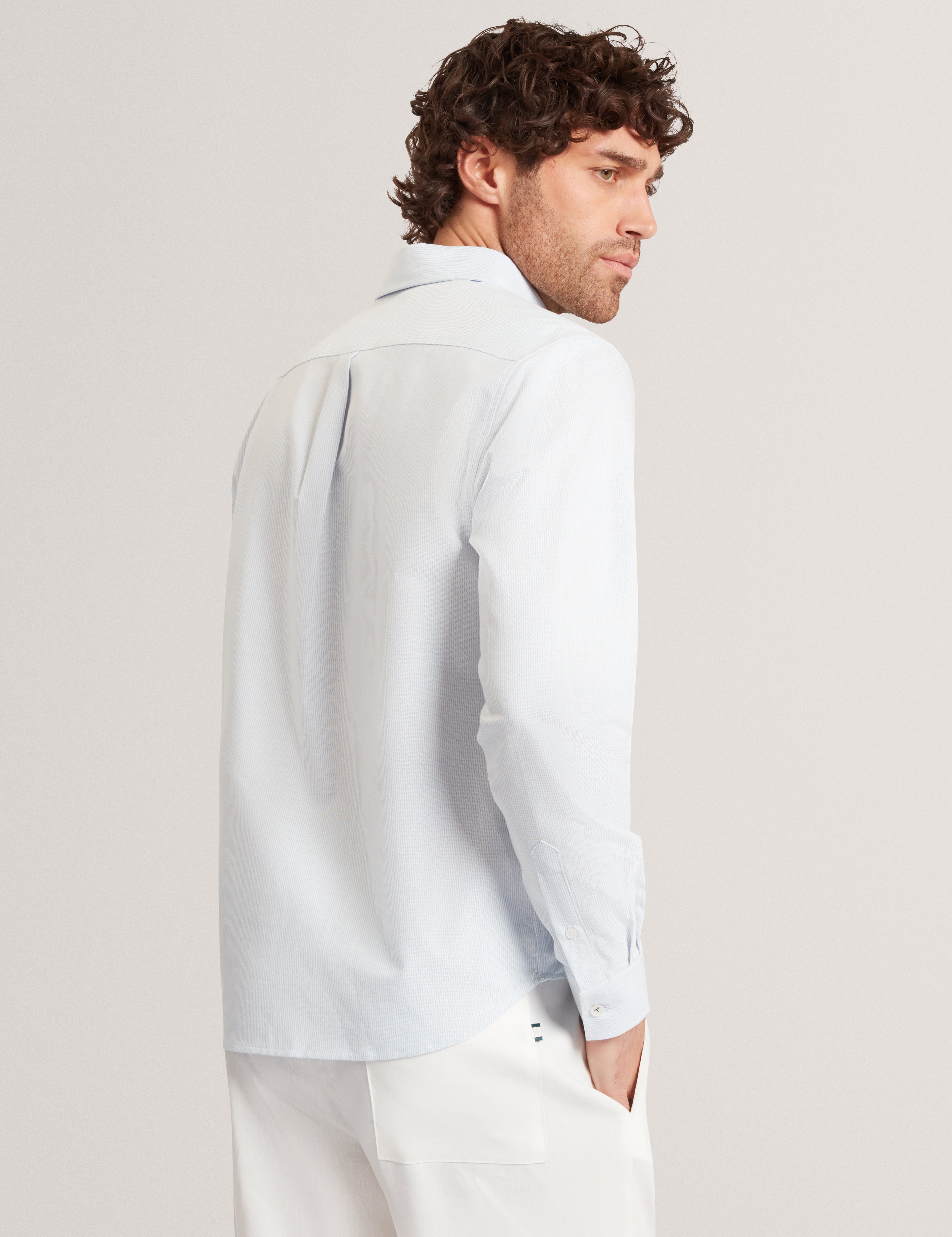Diaby Ls Relaxed Placement Emboidered Floral Shirt Blue