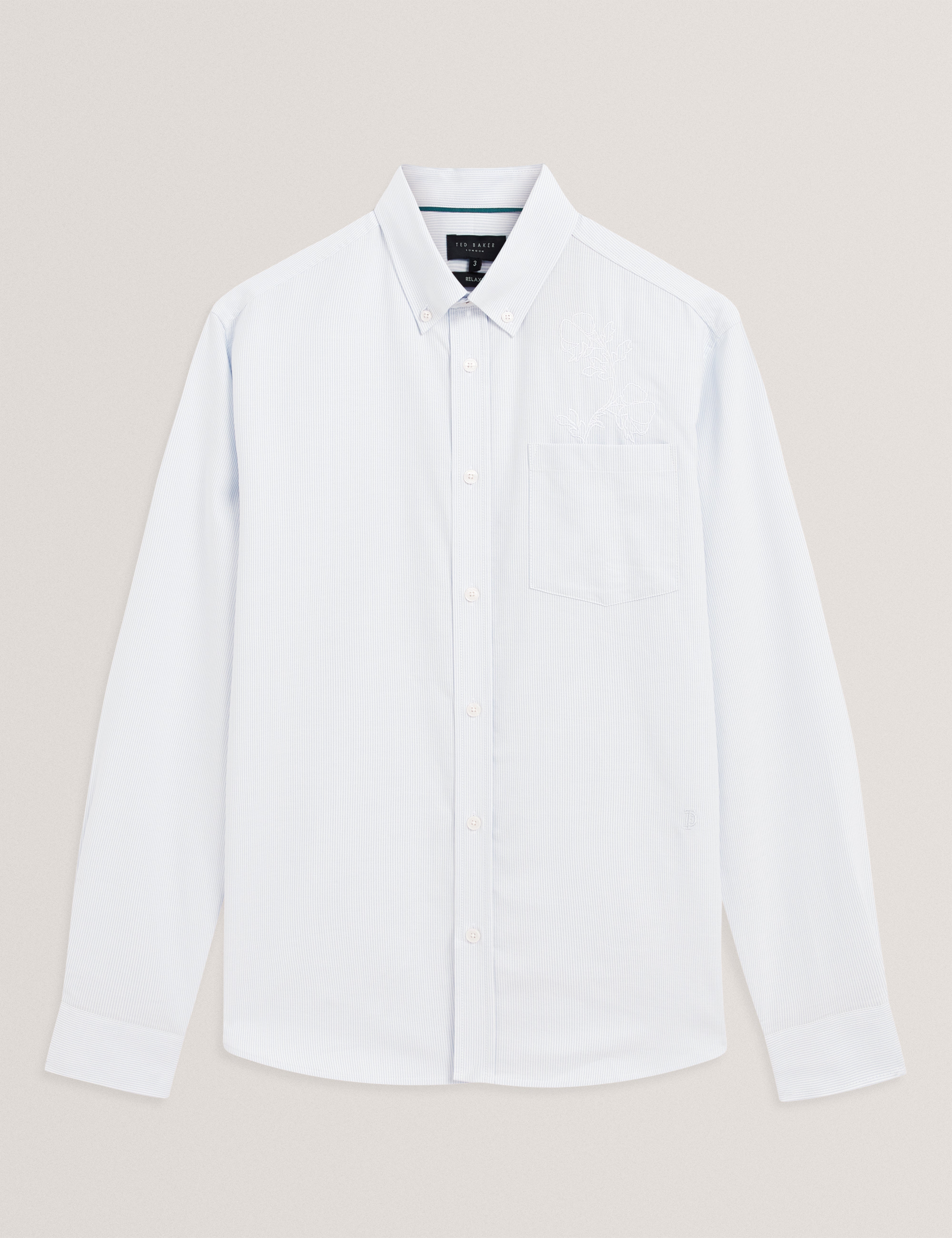 Diaby Ls Relaxed Placement Emboidered Floral Shirt Blue