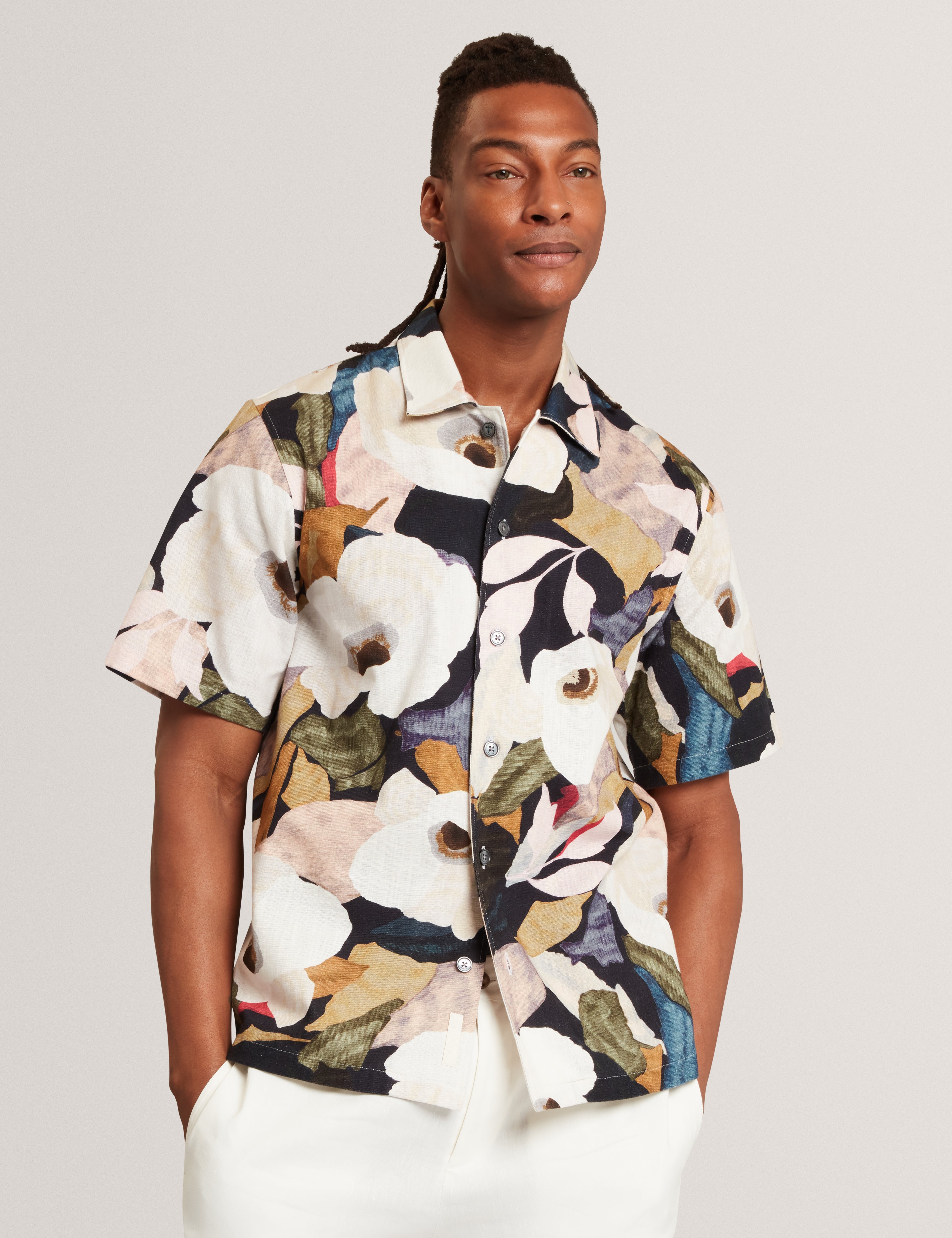 Langdon Ss Relaxed Bold Abstract Floral Multicol