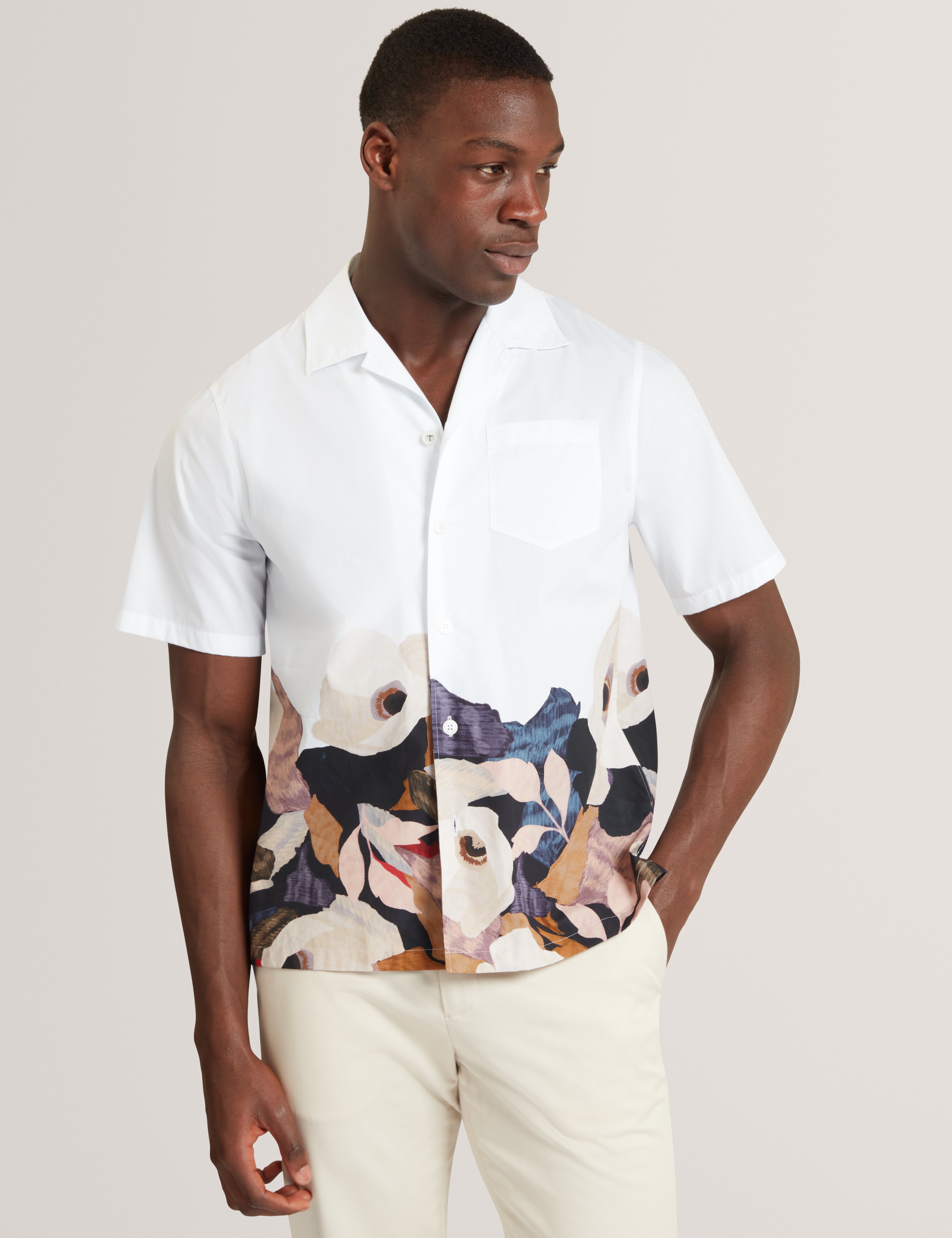 Moussa Ss Relaxed Placement Print Shirt White