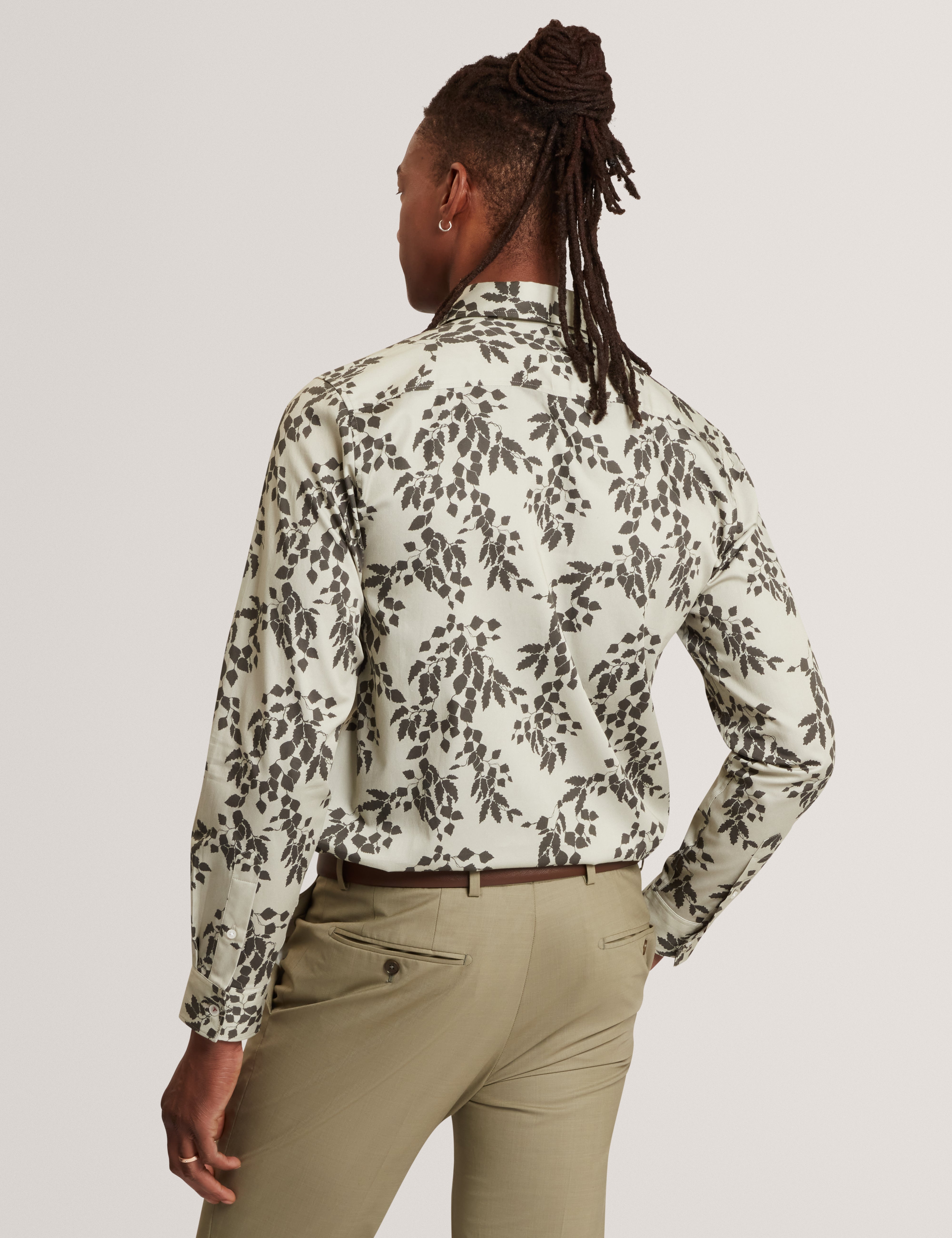 Dornan Ls Regular Shadow Leaf Print Lt-Green