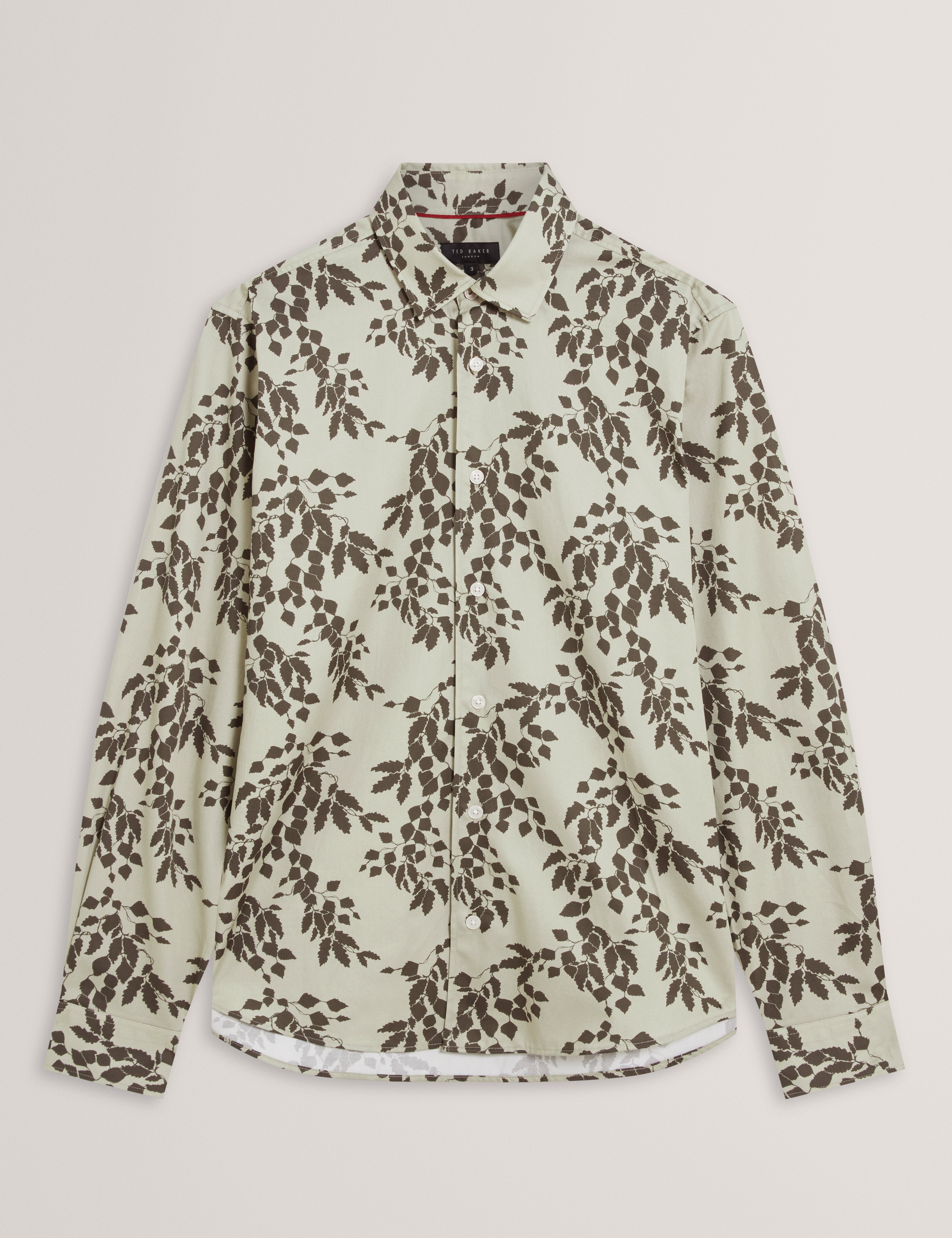 Dornan Ls Regular Shadow Leaf Print Lt-Green