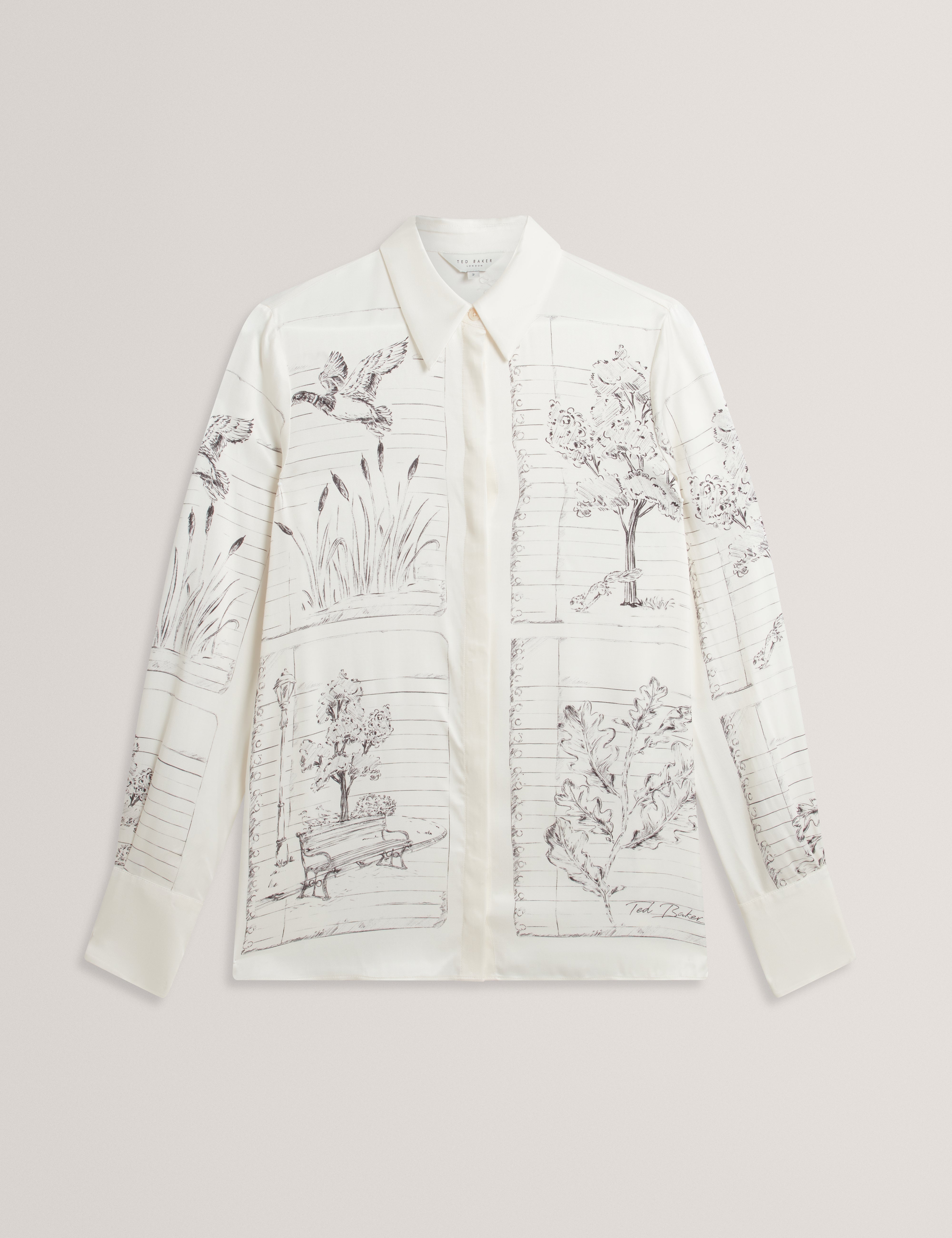 Rohbia Printed Longline Shirt Ivory