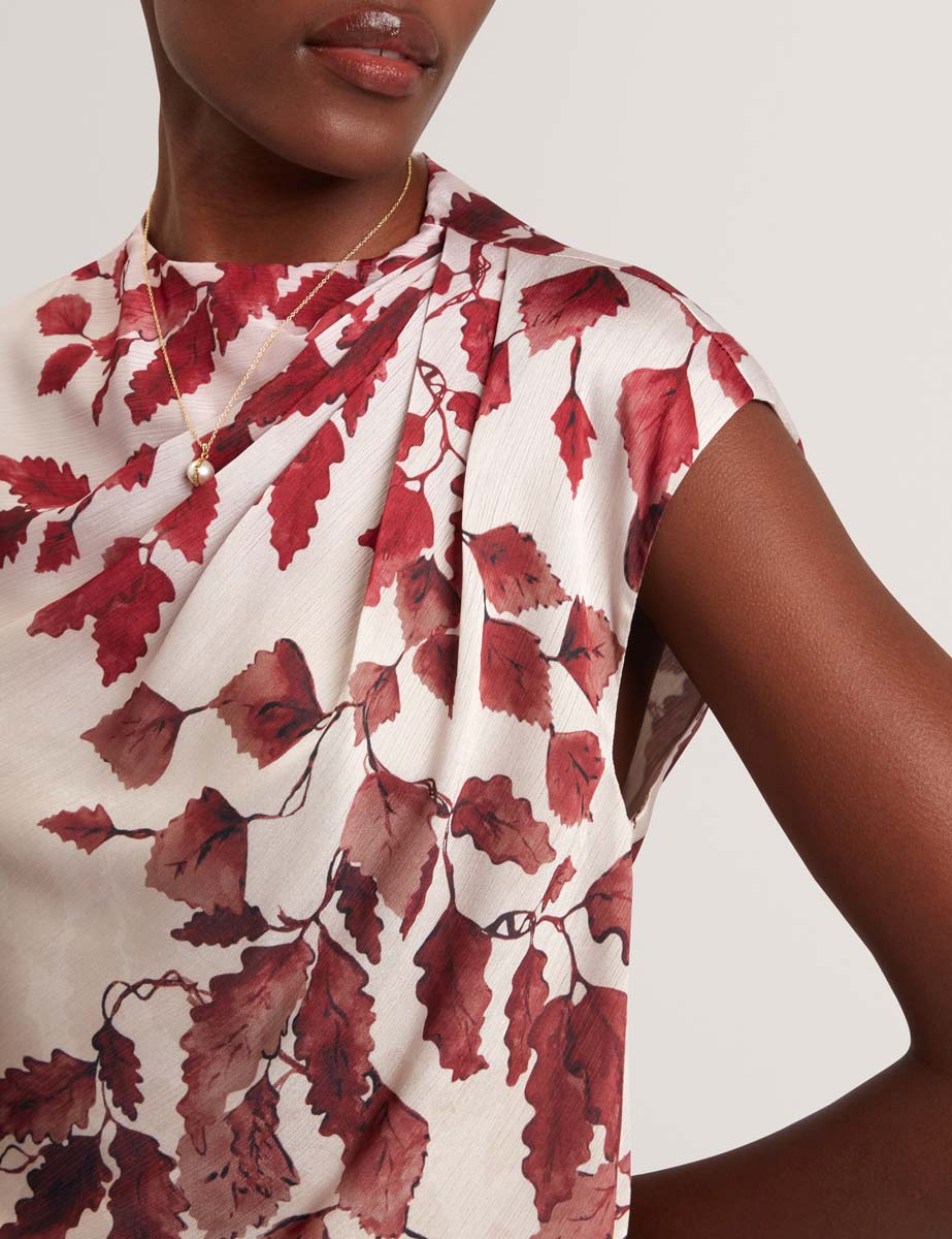Nayala Printed Drape Neck Top Rosegd-Col