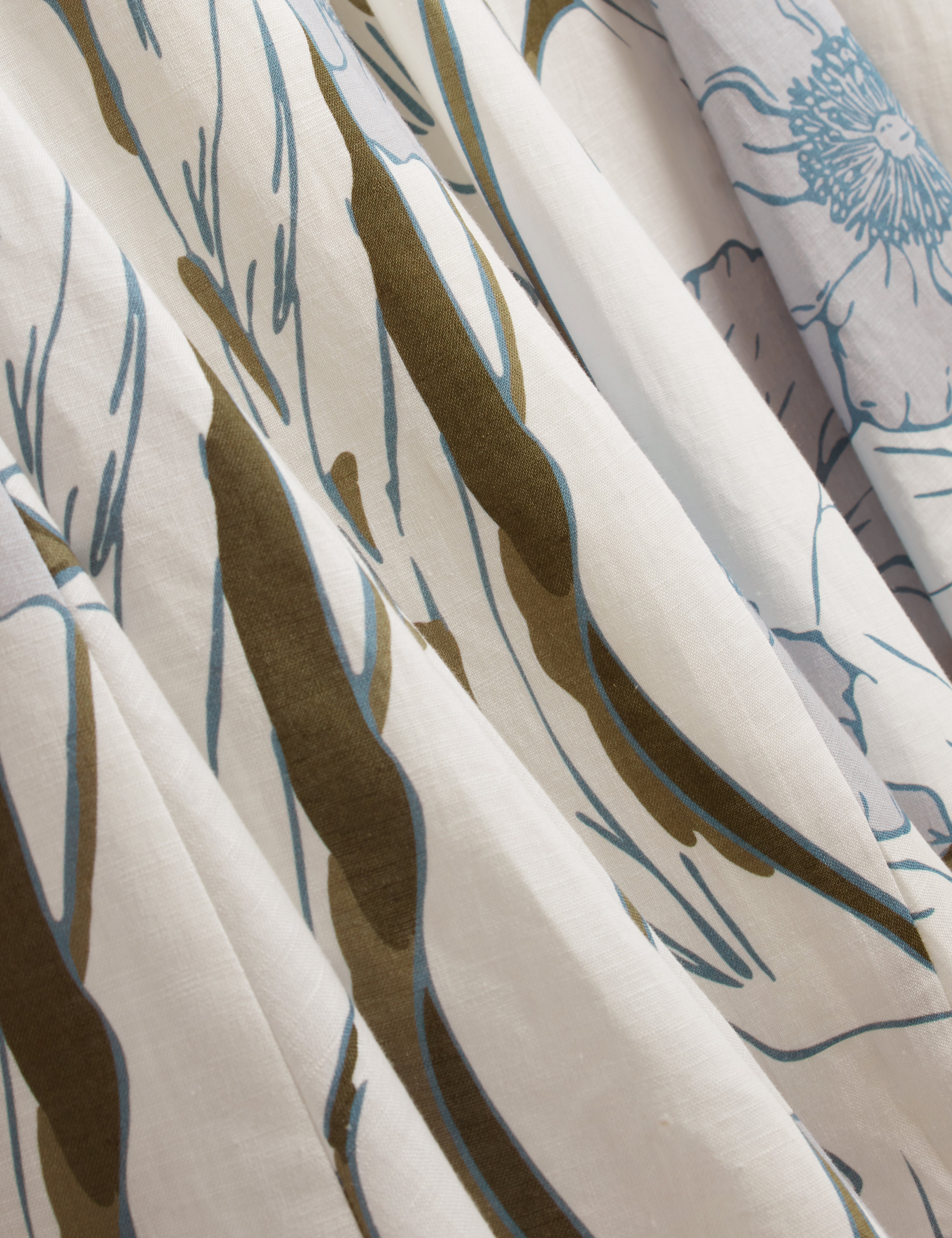 Chanla Printed Linen Blend Midi Skirt Ivory