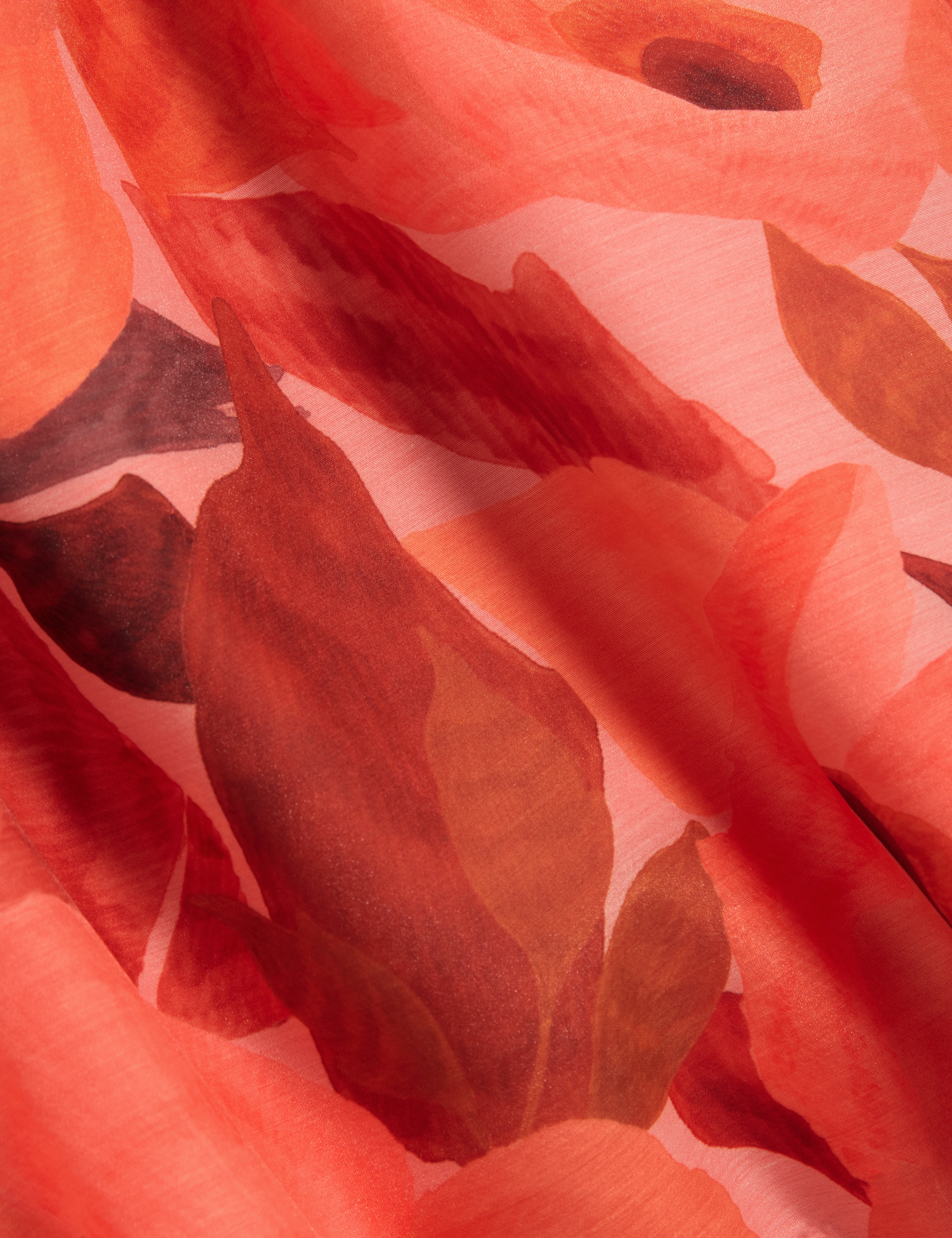 Saemie Printed Organza Overlay Midi Skirt Coral