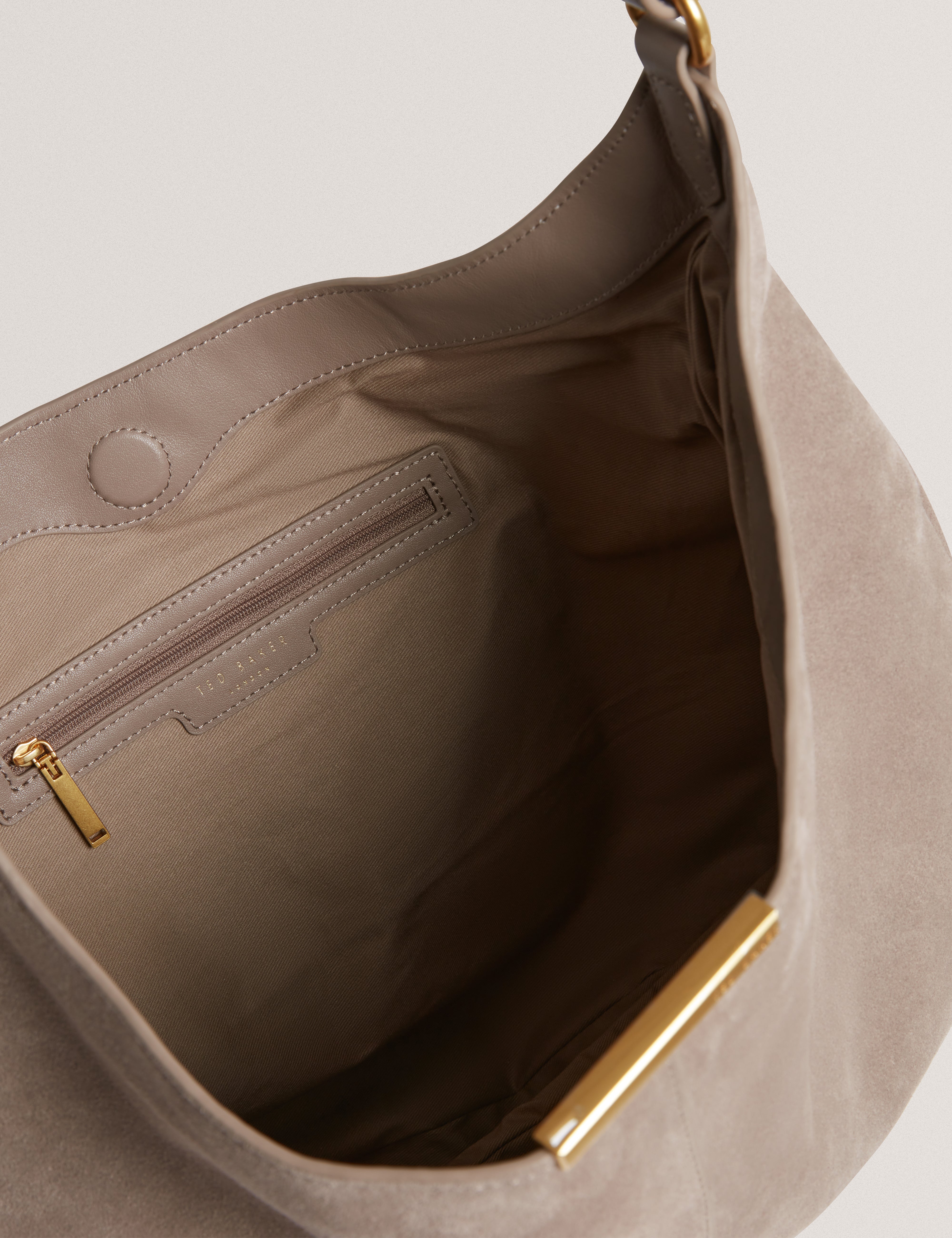 Ammilia Bar Detail Slouchy Hobo Bag Taupe