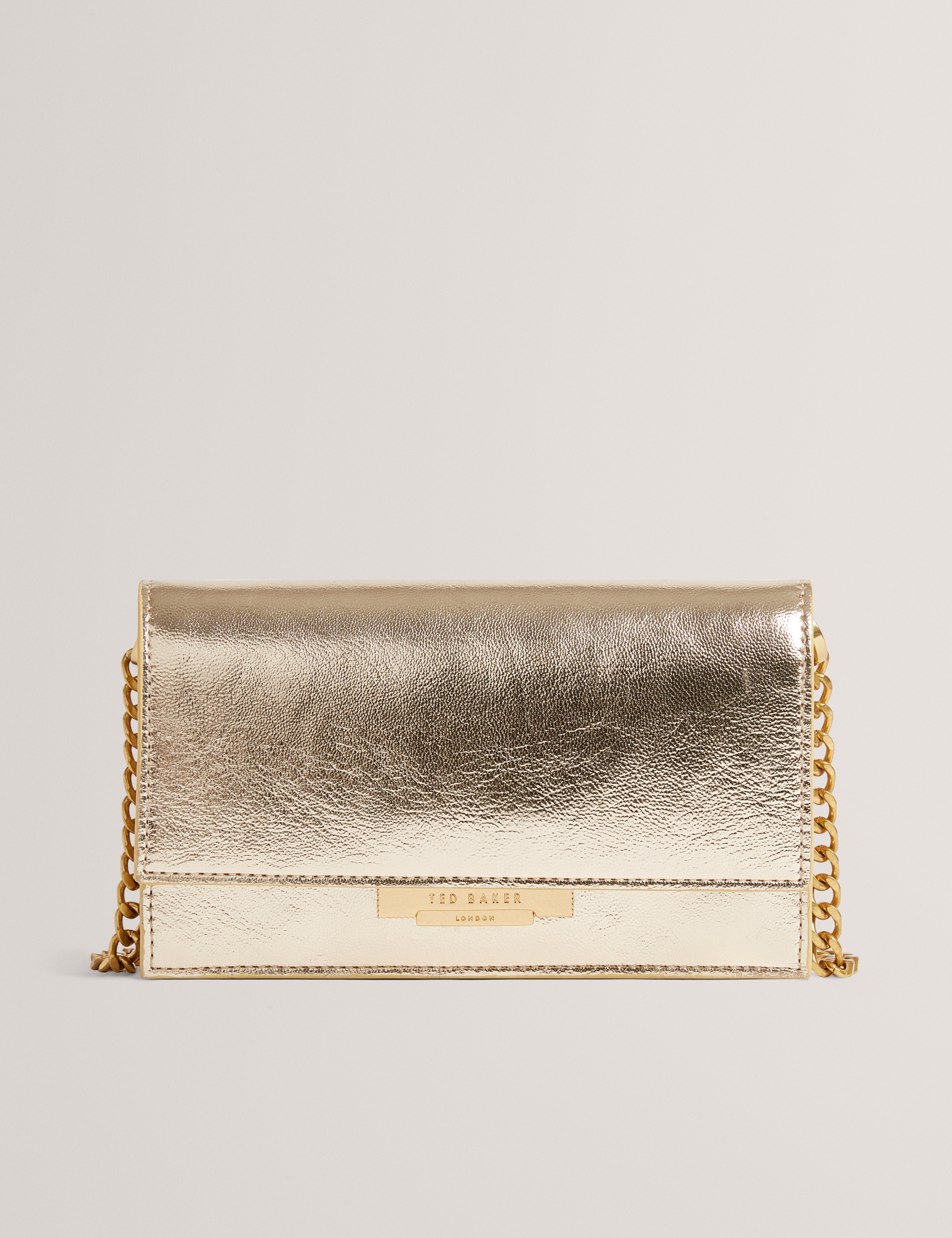 Mahiria Lock Detail Purse On A Chain Gold