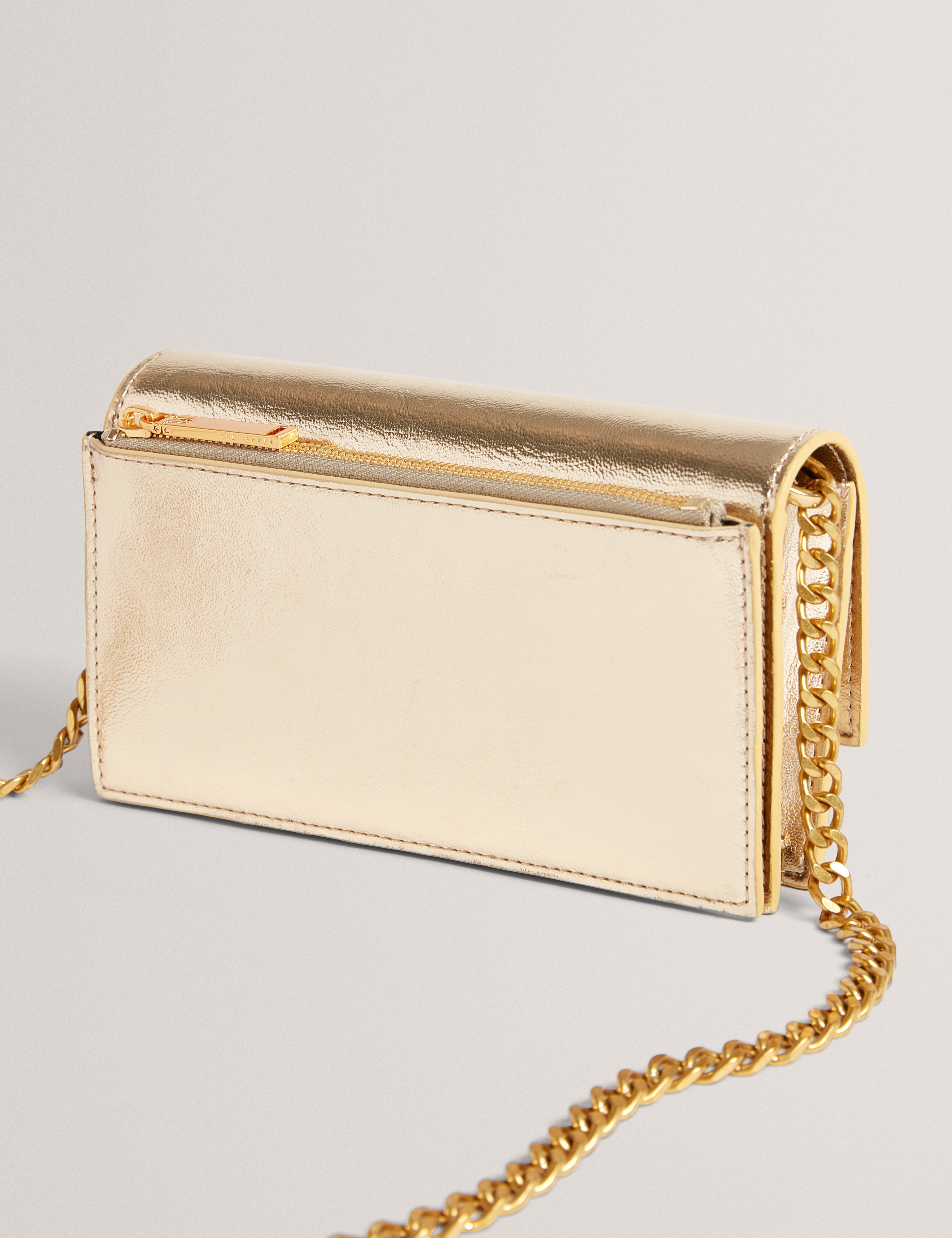 Mahiria Lock Detail Purse On A Chain Gold