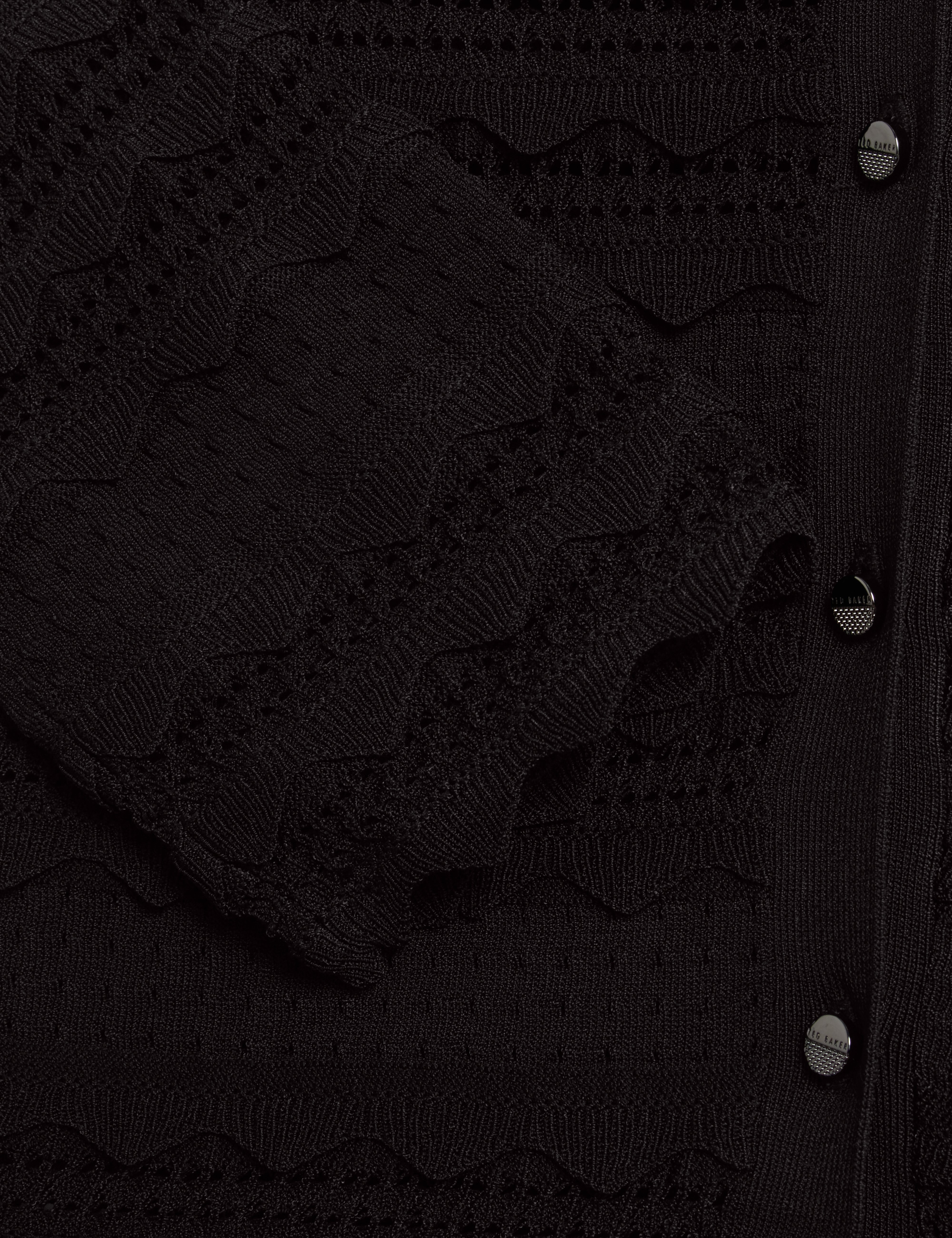 Avria Knitted Cardigan With Frill Detail Black