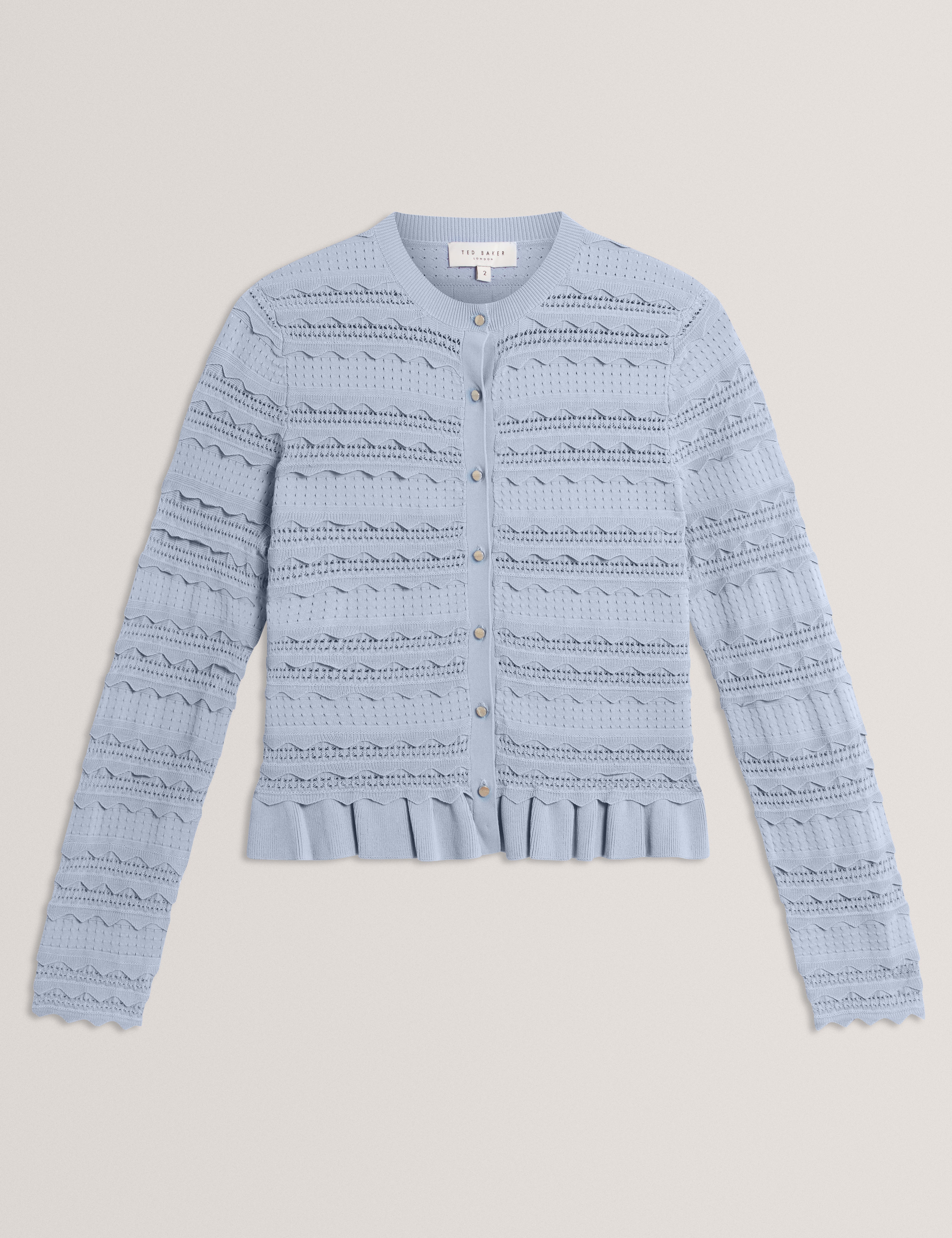 Avria Knitted Cardigan With Frill Detail Lt-Blue
