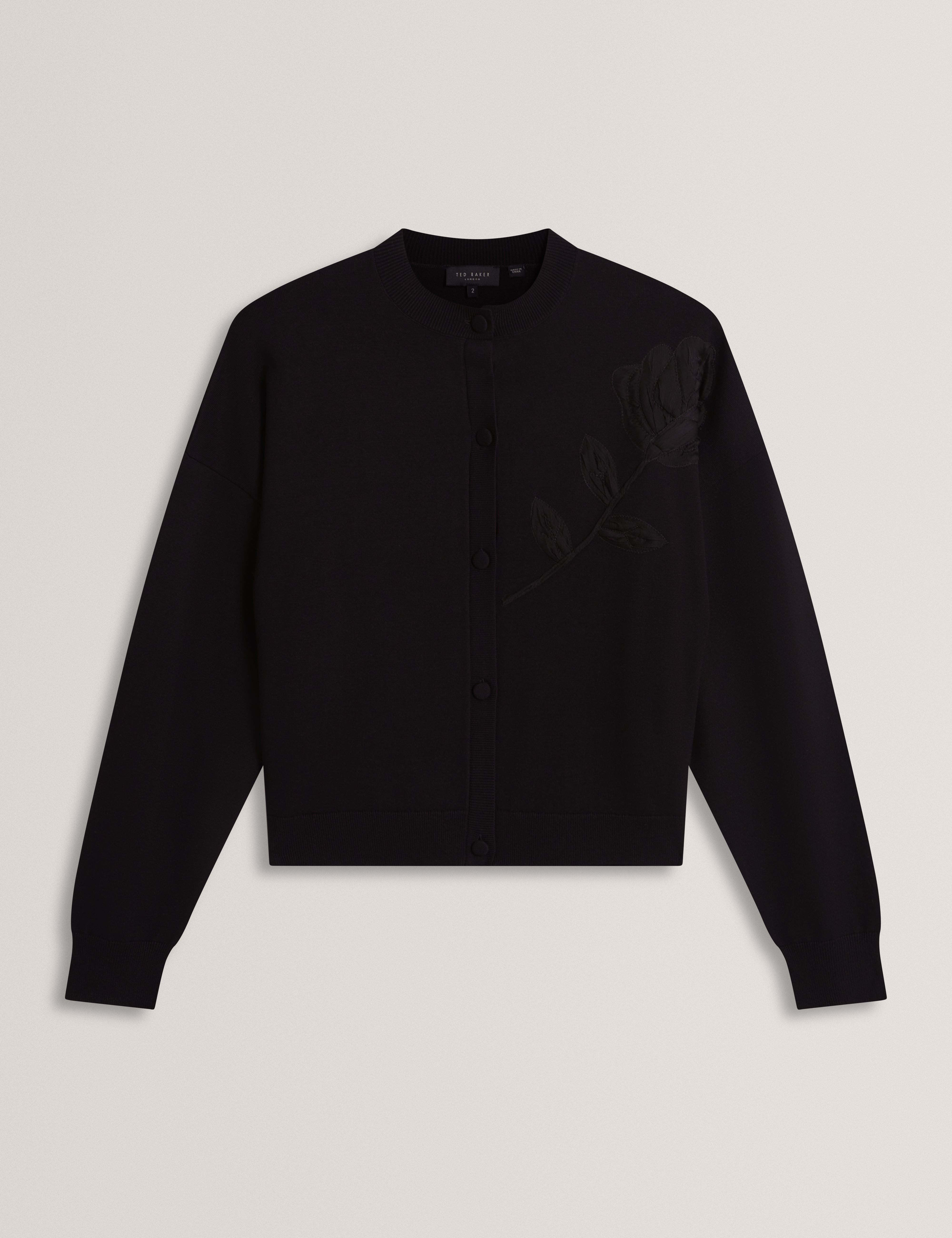 Neslie Organza Applique Cardigan Black
