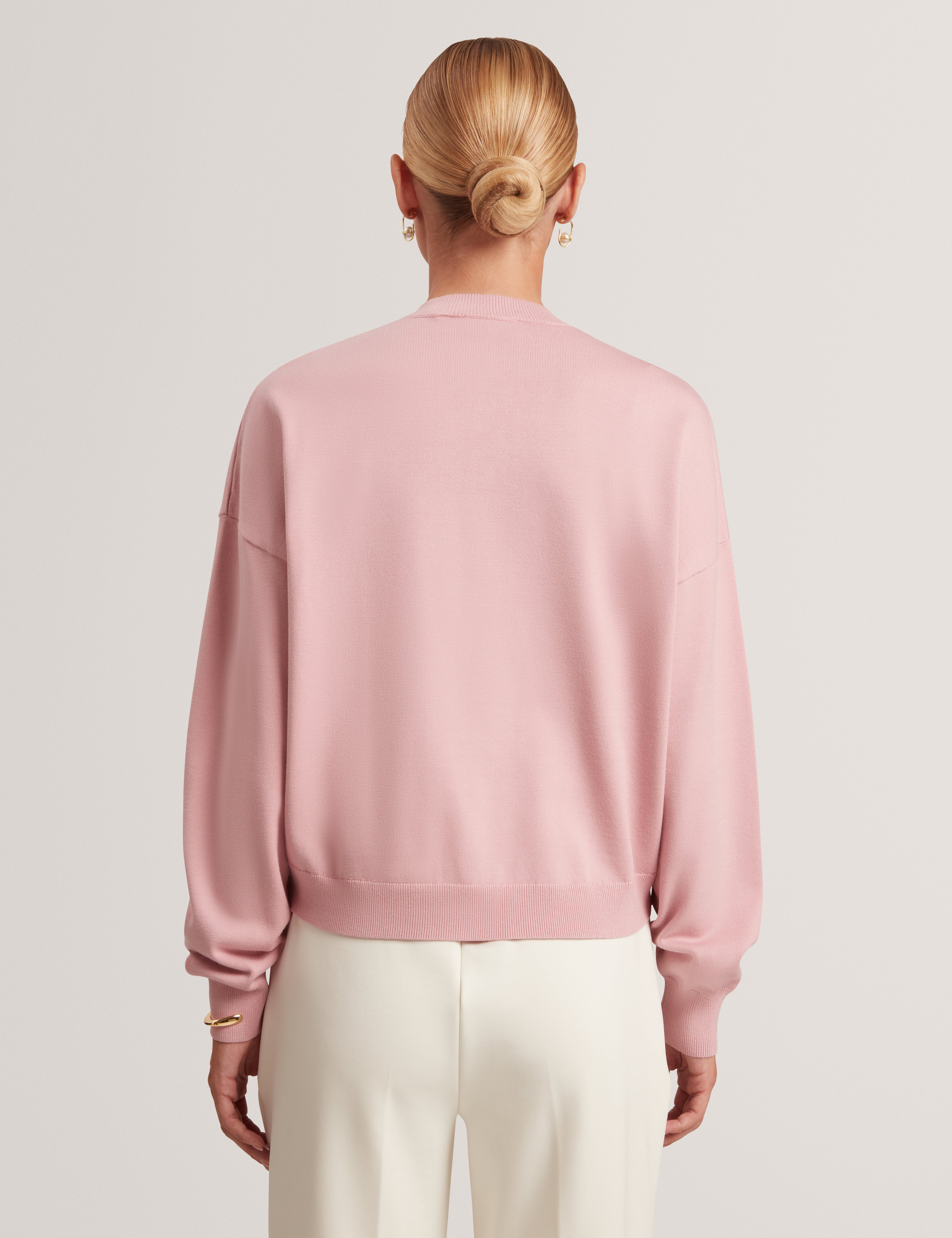 Neslie Organza Applique Cardigan Pl-Pink
