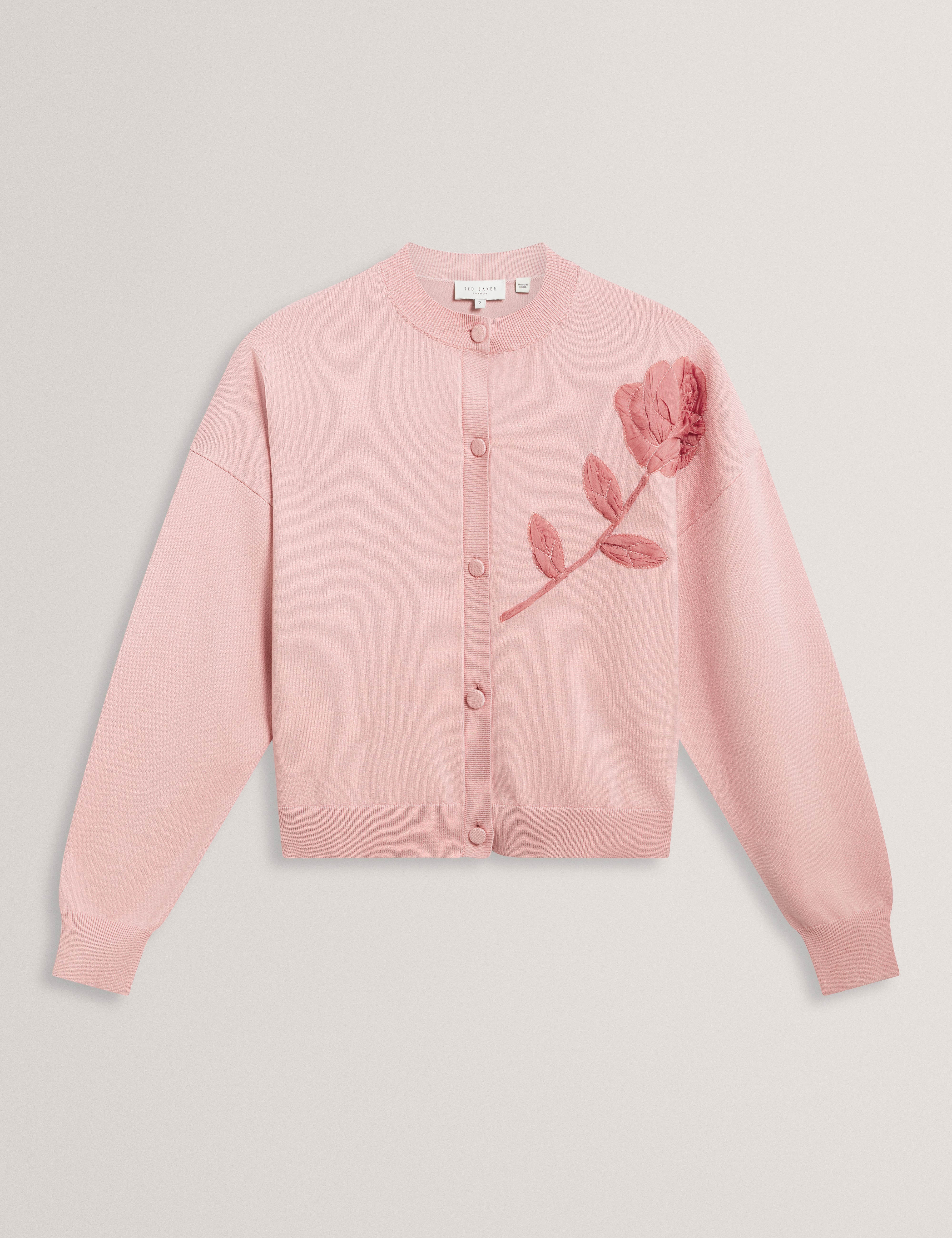 Neslie Organza Applique Cardigan Pl-Pink